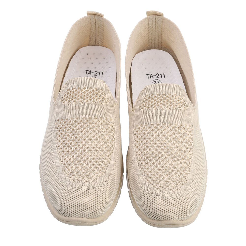 Ital-Design Damen Low-Top Freizeit Slipper (82285459) Flach Sneakers Low in Beige