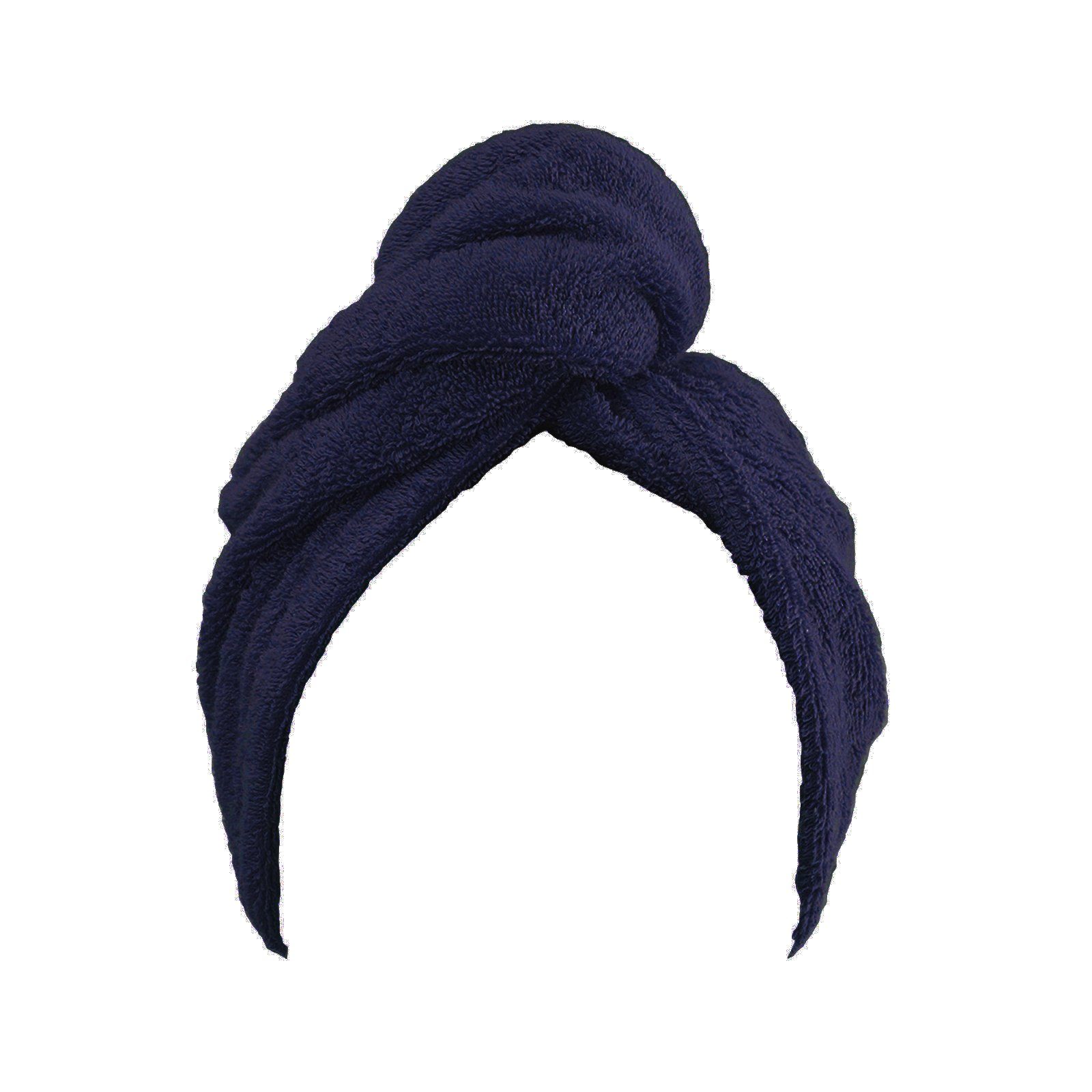 Navy Baumwolle COLLECTION cm CLASS Kopfhandtuch HOME Haar-Turban 72x27 Frottee Turban-Handtuch