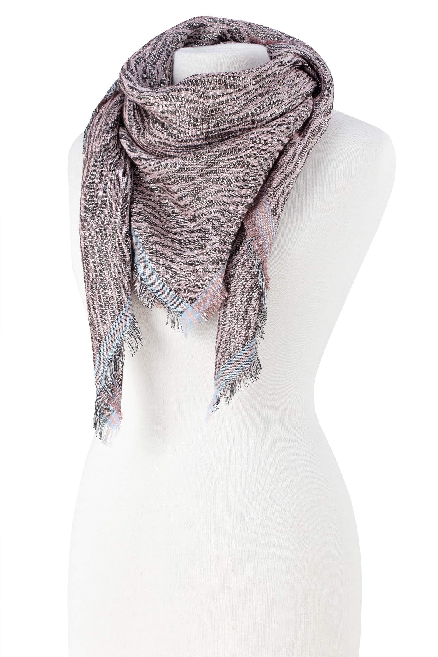 Damen Baumwolle/Metallfaden, Fransen Winter aus Colur Winterschal Adobe Becksöndergaard Mille 100x100 mit Modeschal Schal - Rose cm -