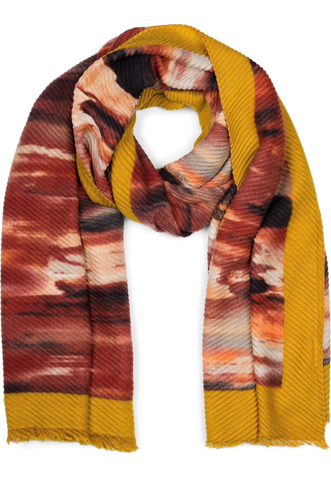 styleBREAKER Modeschal Plissierter Schal mit Pinselstrich Muster, (1-St)