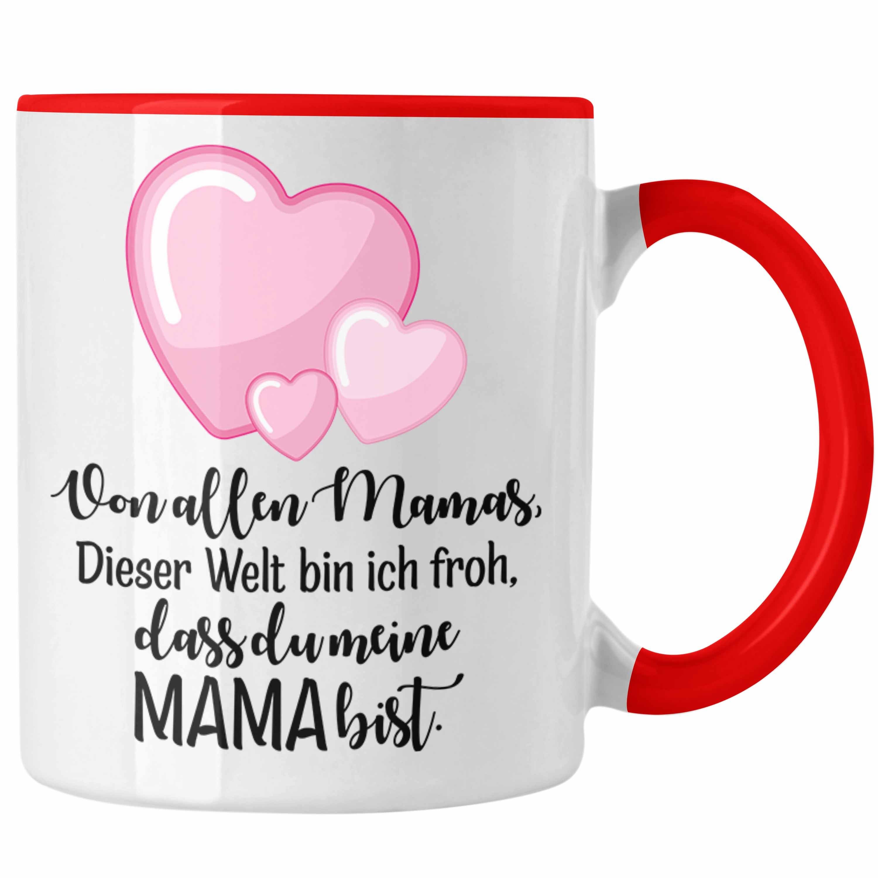 Trendation Tasse Trendation - Beste Mutter Mama Tasse Geschenk von Tochter zum Geburtstag Weihnachten Kaffeetasse Lustig Geschenke Muttertag Muttertagsgeschenk Rot