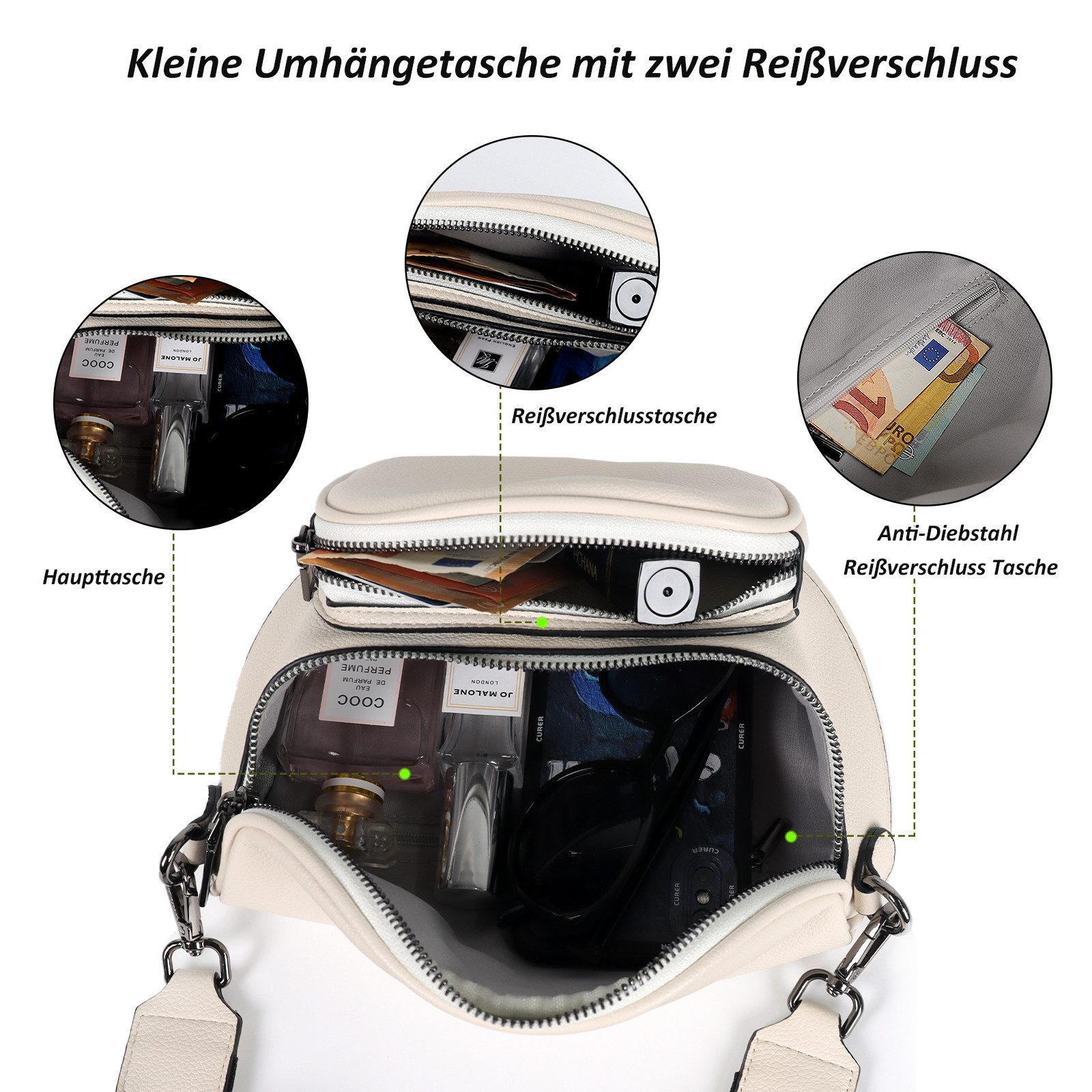 TAN.TOMI Bauchtasche Damen Bauchtasche,Umhängetasche Damen Klein Crossbody Bag Bauchtasche, als Schultertasche tragbar mit Verstellbare Schultergurte – Bild 4 von 5