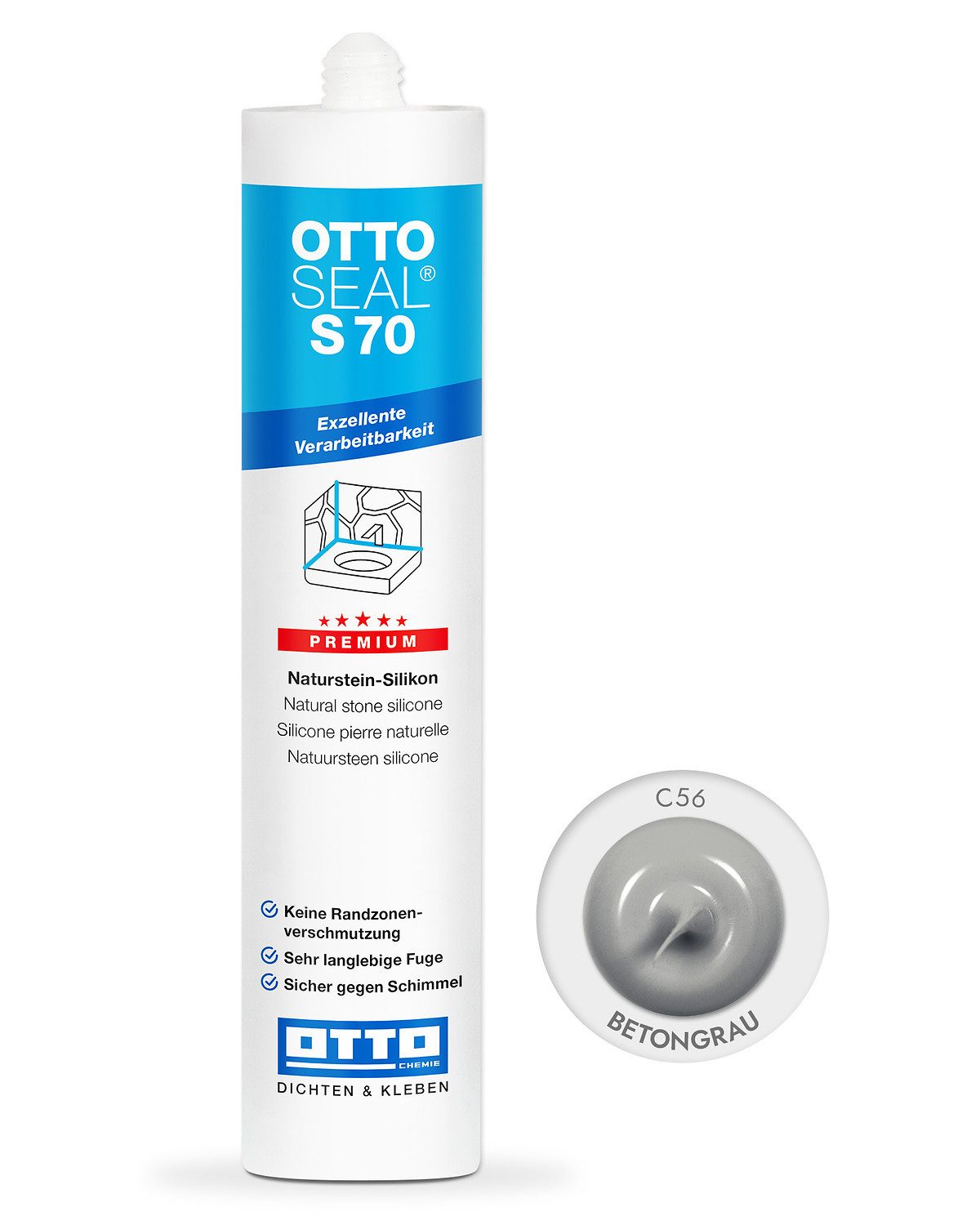 OTTO-Chemie Silikon Ottoseal S70 Premium-Naturstein-Silikon 310ml, gebrauchsfertig, neutral vernetzend