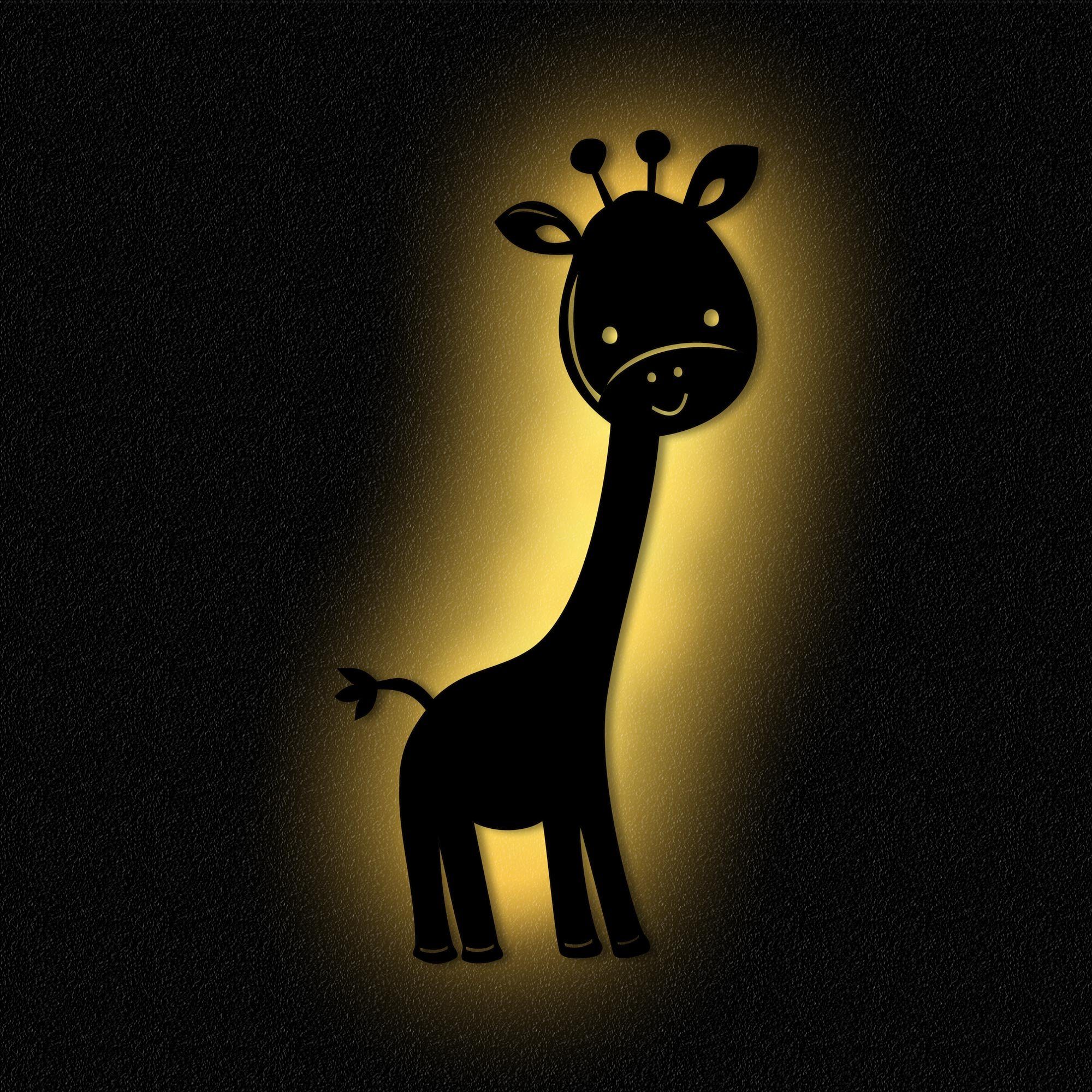 Warmweiß integriert, Holz, Giraffe I Nachtlicht LED Nachtlicht MDF fest Wandlampe Kinderzimmer Kinder LED Namofactur
