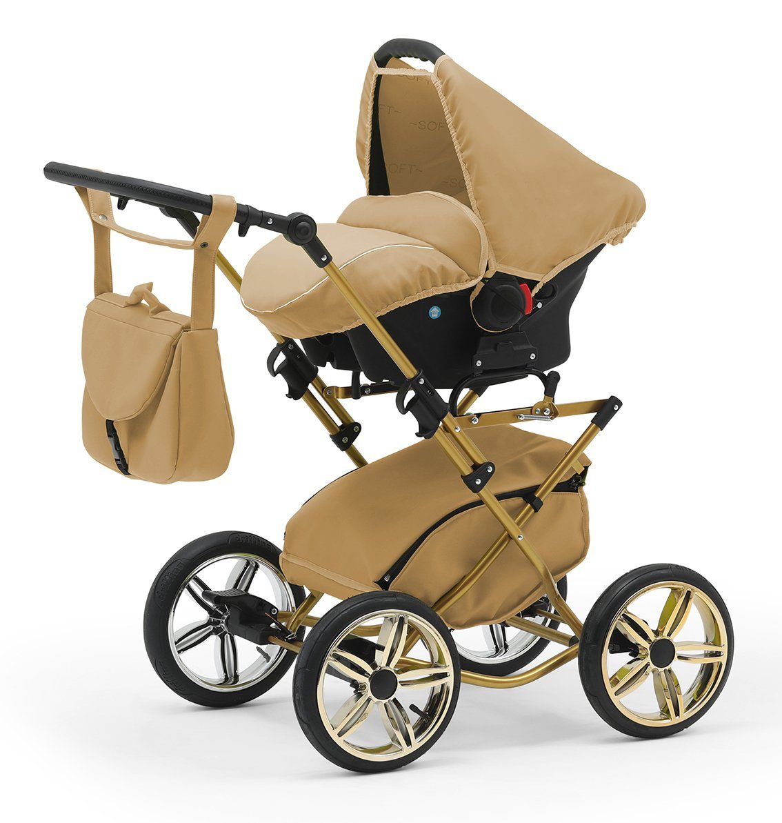 in Sorento babies-on-wheels inkl. Beige-Dunkelbeige Designs 13 1 Teile - in 3 Autositz - Kombi-Kinderwagen 10