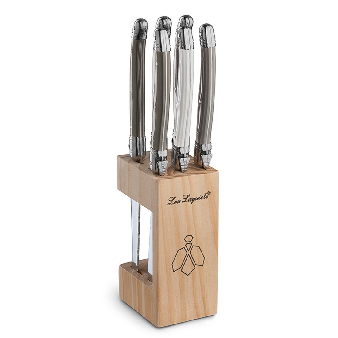 Lou Laguiole Steakmesser TRADITION (6 Stück), perle,pfeffer,taupe, hochglanzpoliert