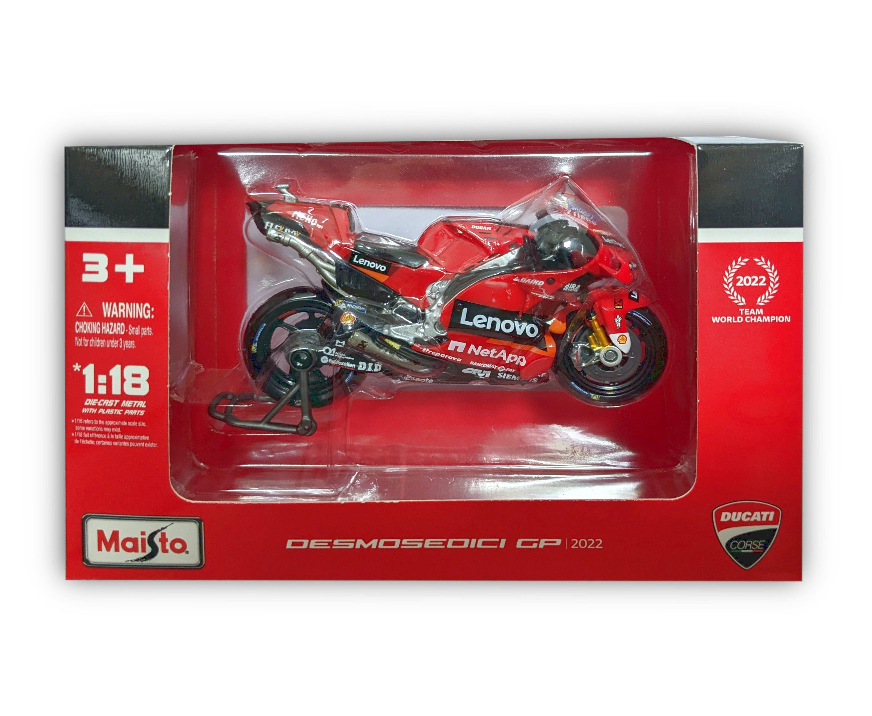 Maisto® Modellmotorrad Ducati Desmosedici GP Lenovo '22 #43 Jack Miller, Maßstab 1:18