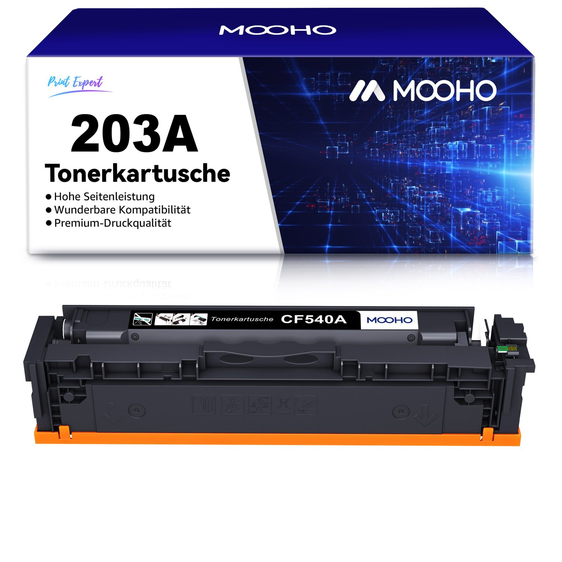 M280nw Pro Schwarz MFP Tonerkartusche 203A M281fdw MOOHO 1x für CF540A HP Laserjet