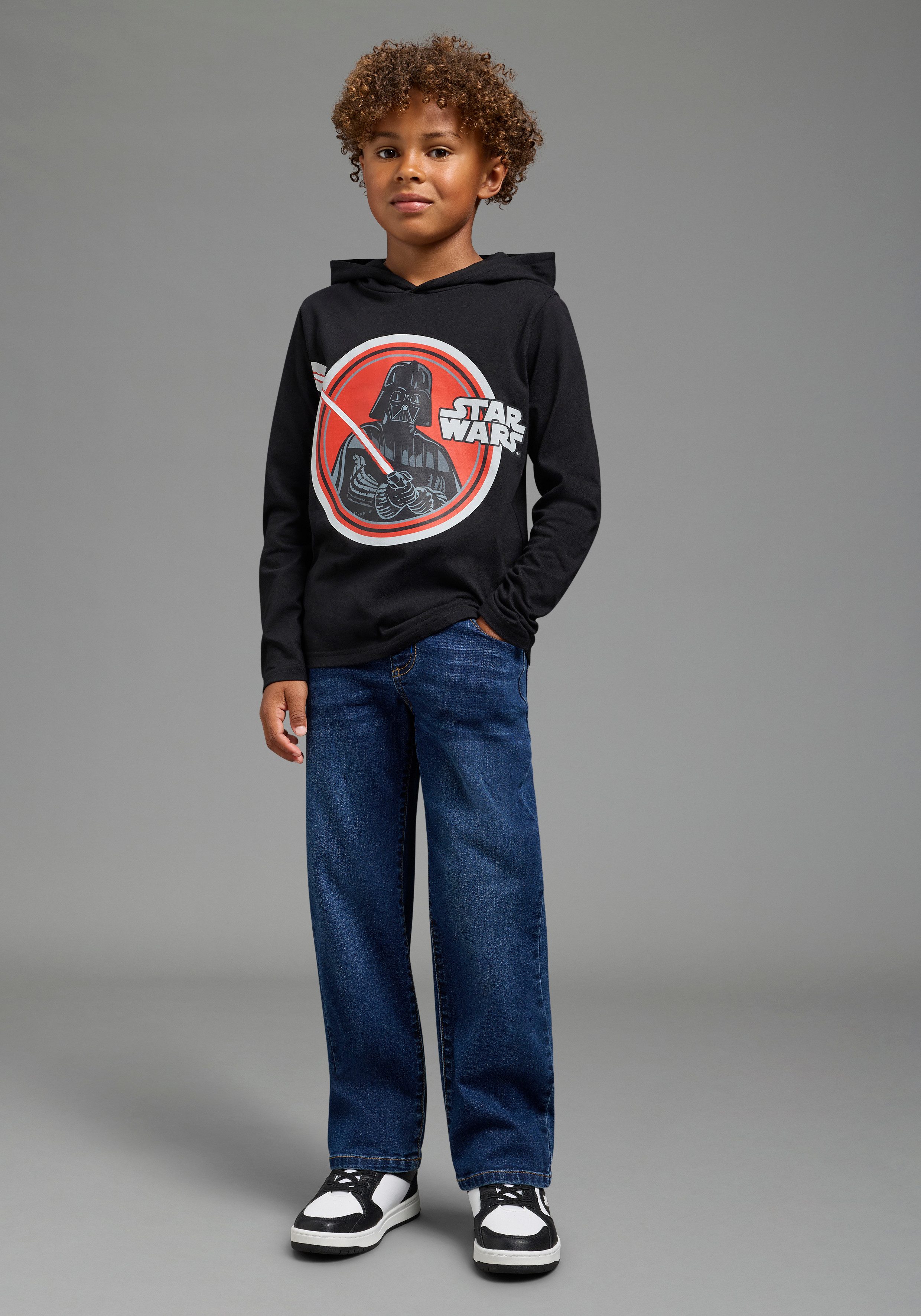KIDSWORLD Kapuzenshirt STAR WARS: DARTH VADER Shirt, Disney Disney-Shirt, Basic-Passform, Langarm, mit Kapuze, Streetwear-Stil – Bild 4 von 5