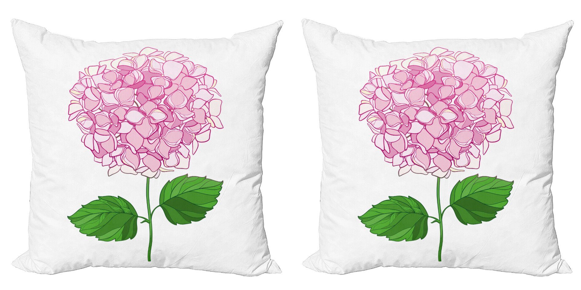 Kissenbezüge Modern Accent Doppelseitiger Digitaldruck, Abakuhaus (2 Stück), Hortensie Hand gezeichnet Rosa Blumenblätter
