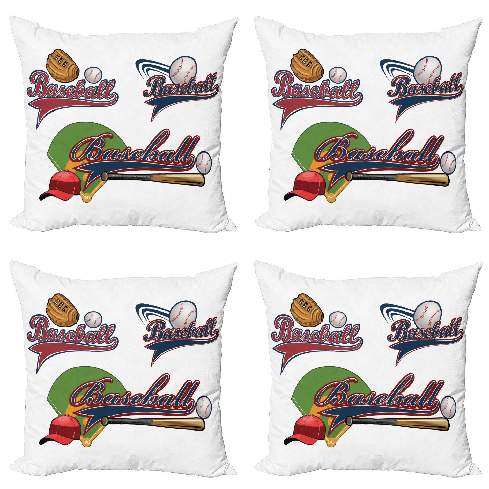 Kissenbezüge Modern Accent Doppelseitiger Digitaldruck, Abakuhaus (4 Stück), Bunt Baseball Mitt Kugel