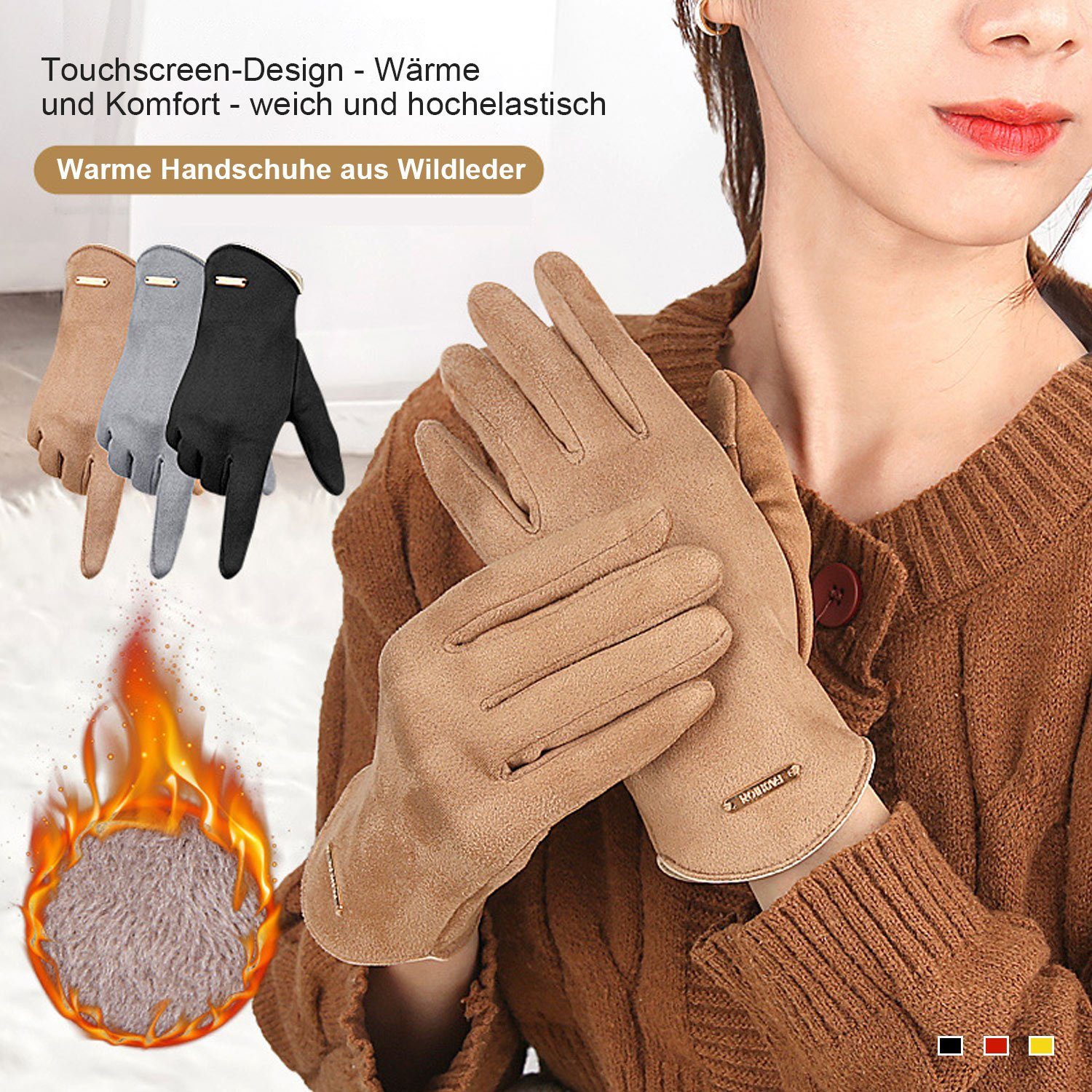 Warme MAGICSHE Fleecehandschuhe Grau FahrradhandschuheTouchscreen Herren/Damen Handschuhe
