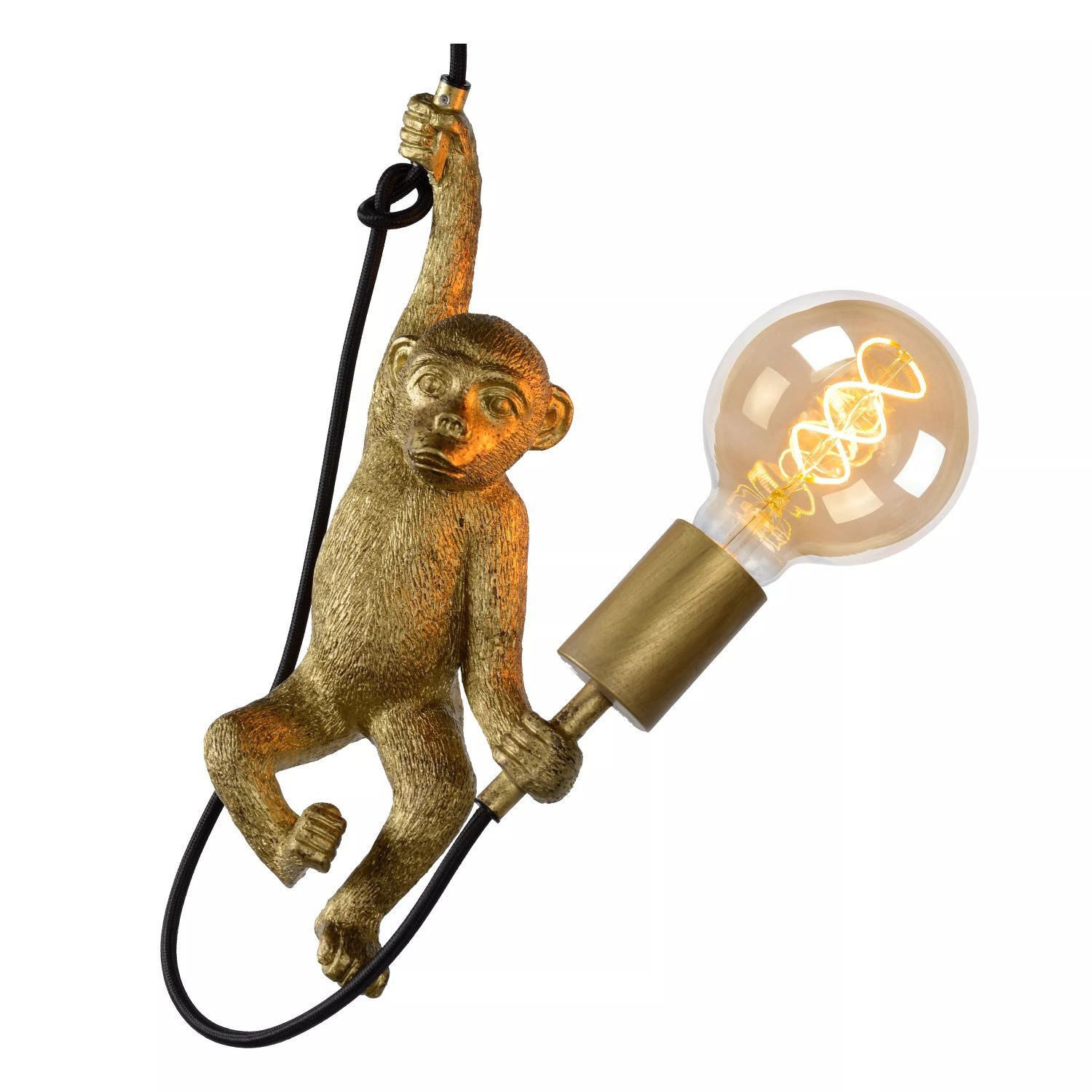 Licht-Erlebnisse Pendelleuchte OMUI, ohne Leuchtmittel, E27 17,6 cm breit H: max. 174,5 cm in Gold Schwarz Modern