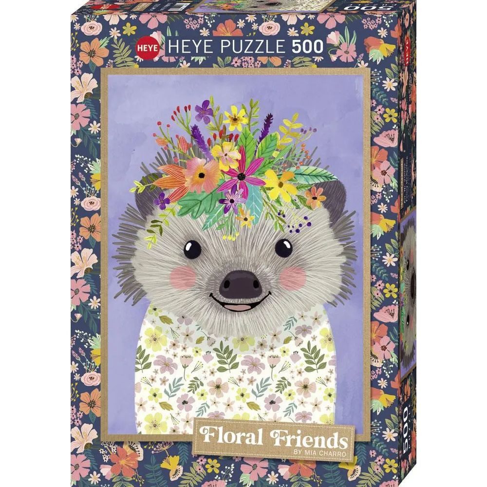 HEYE Puzzle Funny Hedgehog, Floral Friends Puzzle 500 Teile, 500 Puzzleteile