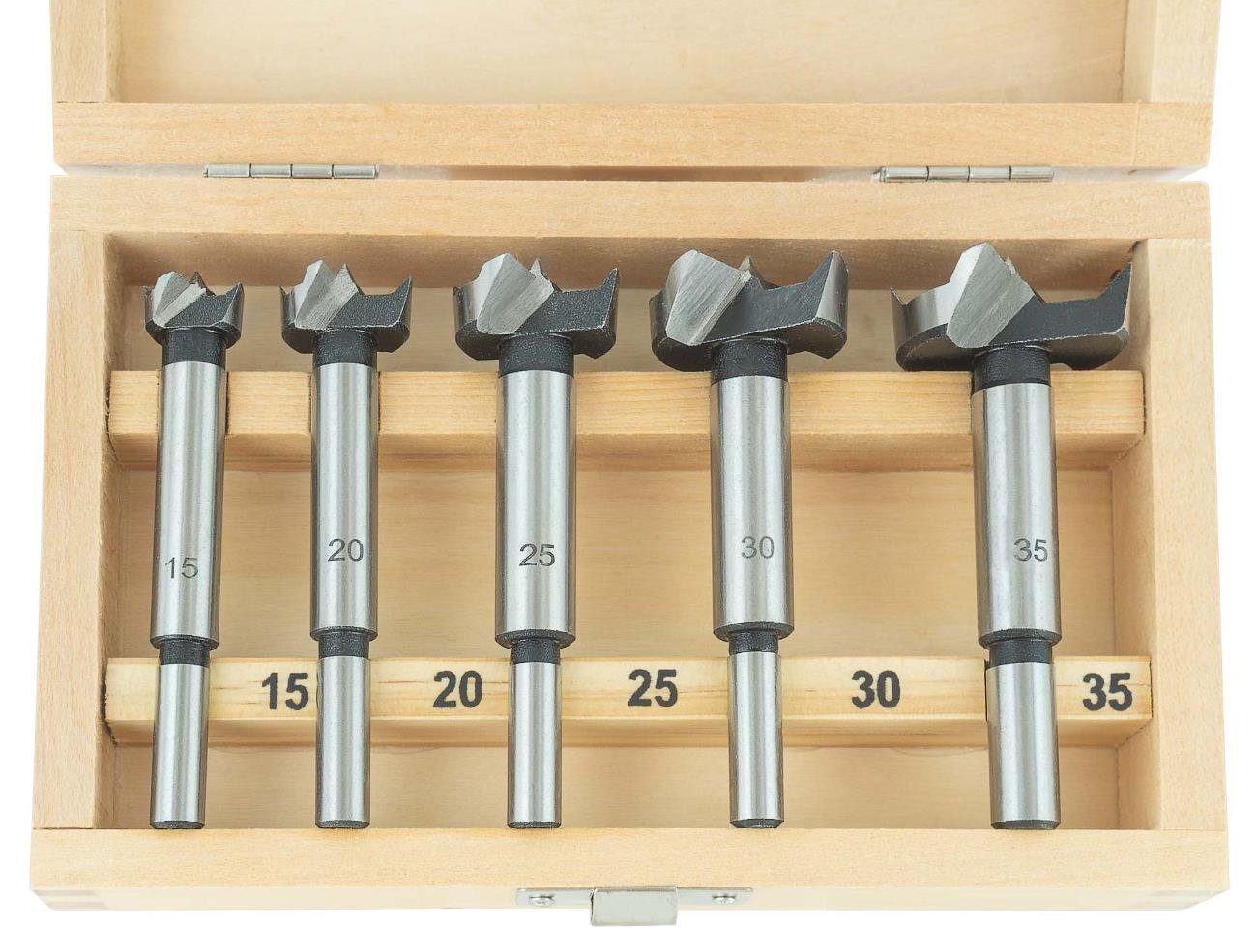 mm, 8/10 Ø Kunstbohrer-Set, 25250 35 mm 15, Norm Ø Werkzeugstahl und ENT 25, 30 5-tlg. Schaft European Tools 20, Holzbohrer -