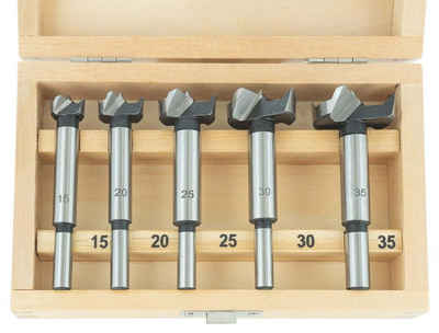 ENT European Norm Tools Holzbohrer 25250 5-tlg. Kunstbohrer-Set, Ø 15, 20, 25, 30 und 35 mm - Schaft Ø 8/10 mm, Werkzeugstahl