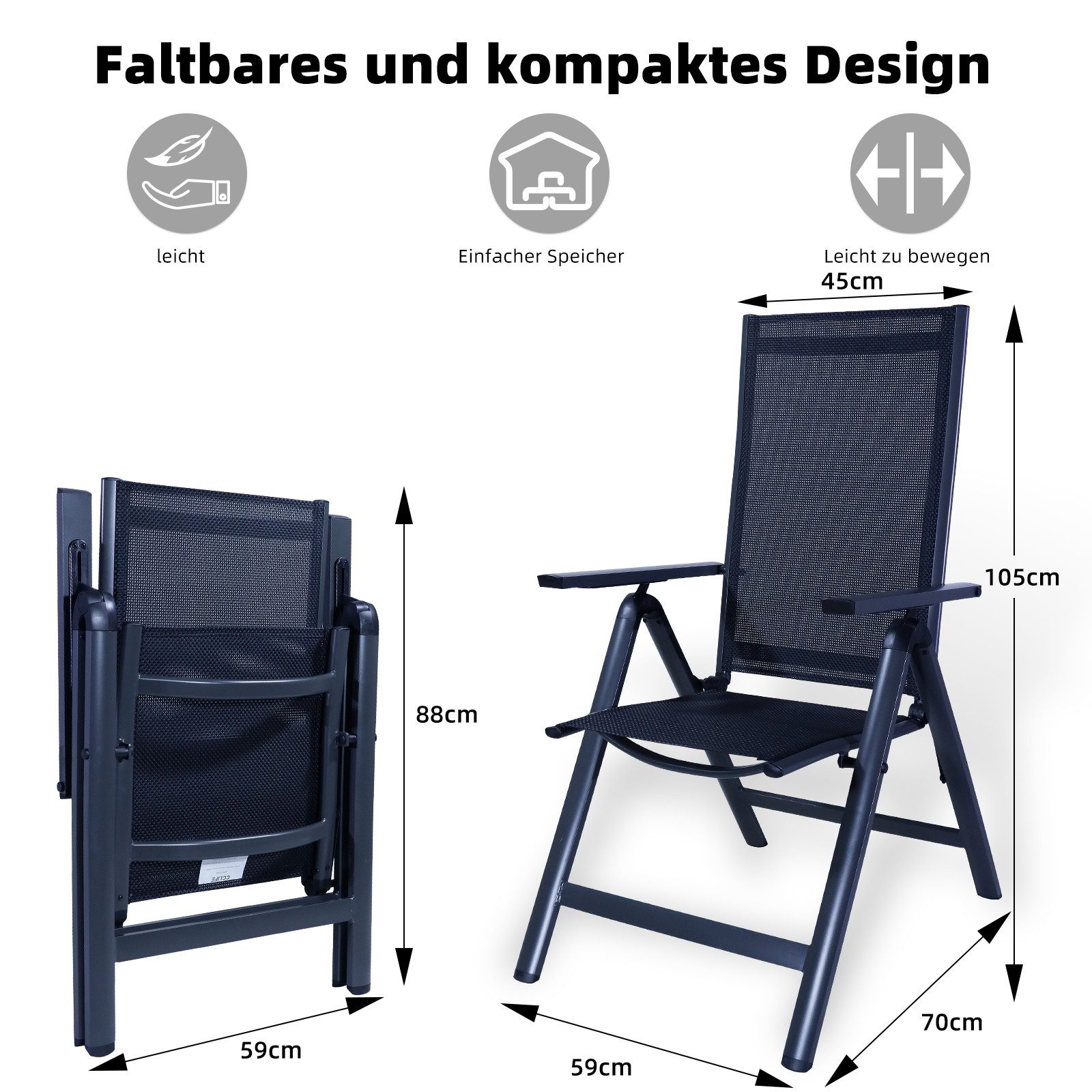 CCLIFE Klappstuhl Gartenstühle Klappstuhl Aluminium Gartenmöbel günstig online kaufen