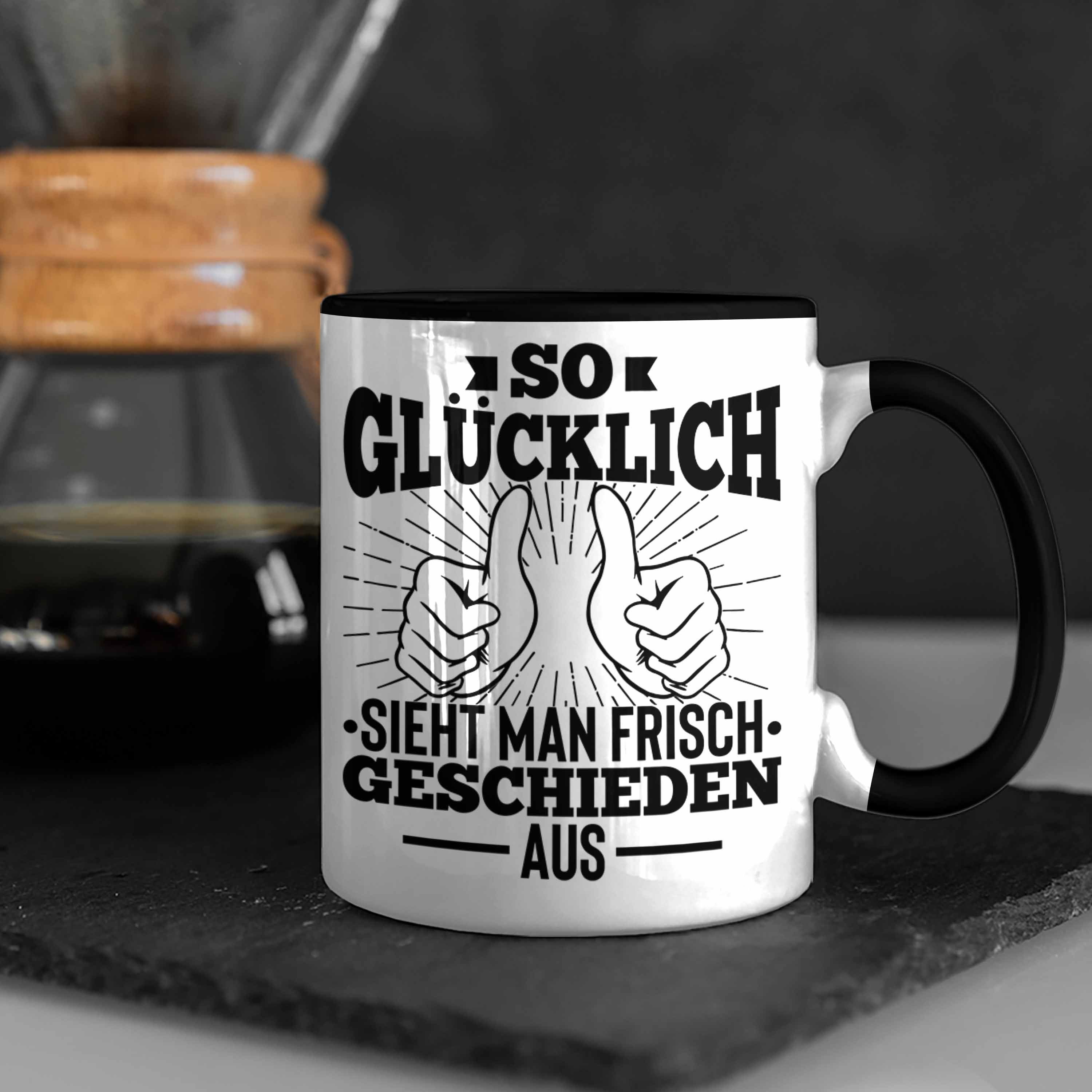 Trendation Tasse Scheidung - Schwarz Glücklich Lustig Tasse Trendation Geschenkidee Scheidung