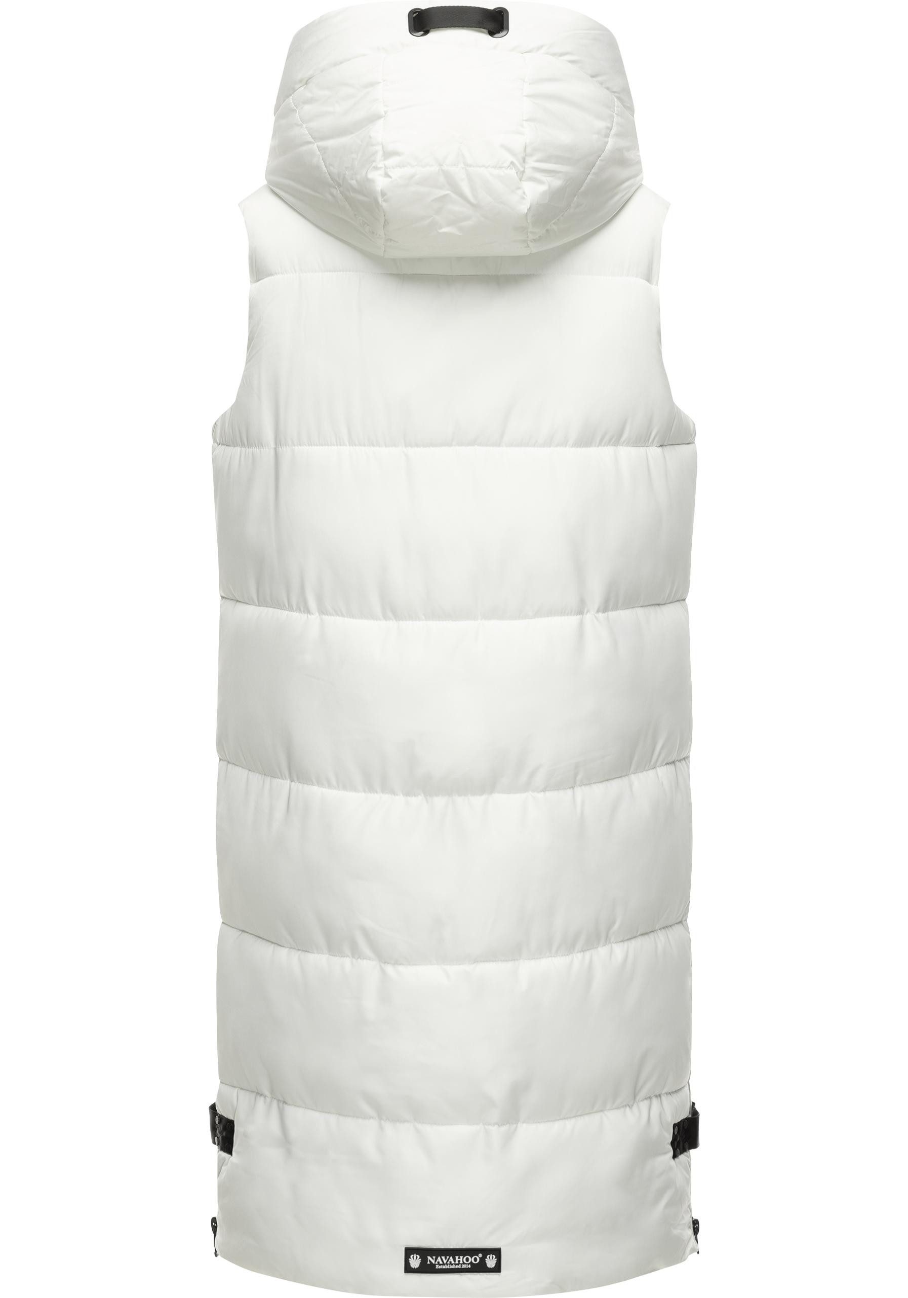 Navahoo Steppweste Schnuffelchen (1-tlg) warme Damen Outdoor-Weste lang mit Kapuze