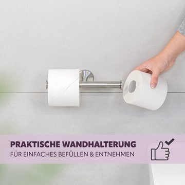 bremermann Toilettenpapierhalter Bad-Serie PIAZZA – Doppelrollenhalter 2in1, Edelstahl matt