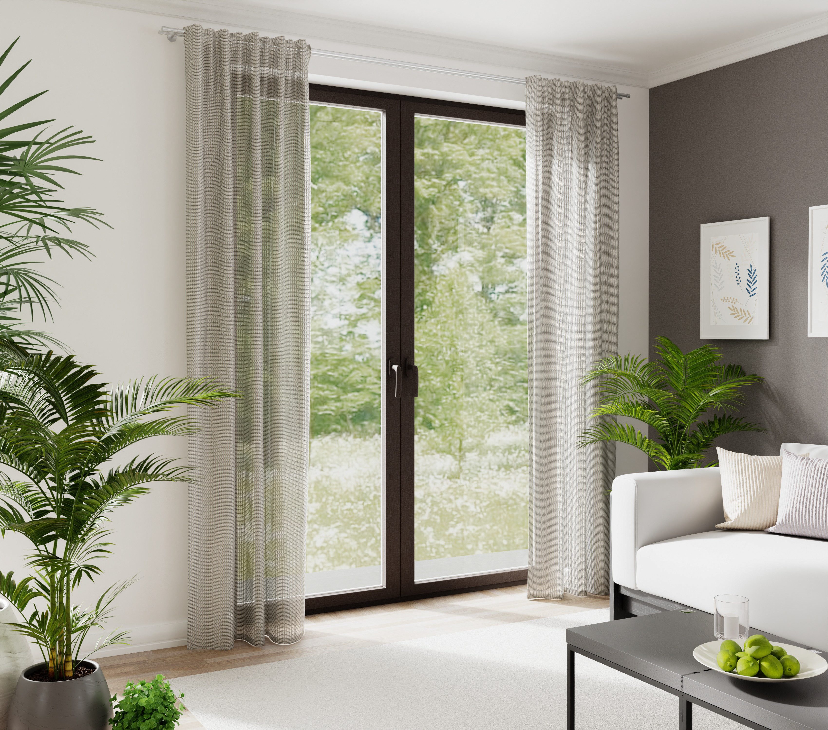 HOMING Gardine Neta (1 St), verdeckte Schlaufen, halbtransparent, Wirkware, Netzstuktur, Wohnzimmer, Küche, Schlafzimmer