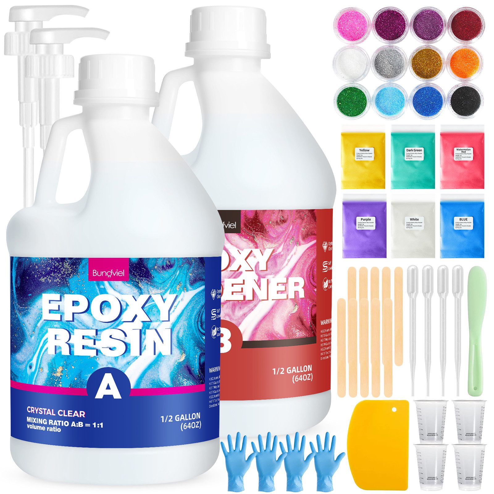 Bundviel Epoxidharz Epoxidharz 64/128OZ Epoxidharz Mit Härter Set,Epoxidharz Set Anfänger