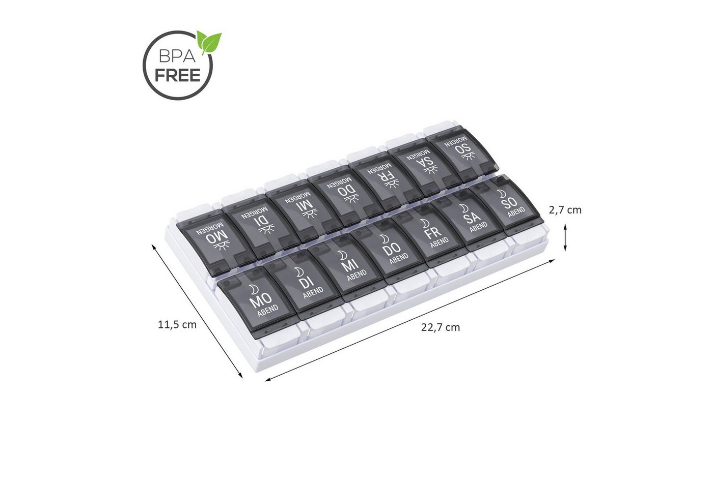 Thumbnail - Wellgro Pillendose Tablettenbox 7 Tage je 2 Fächer pro Tag