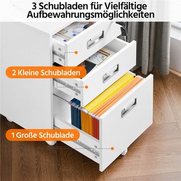 Yaheetech Aktenschrank Mobiler Büroschrank mit 3 Schubladen und Hängeregistratur