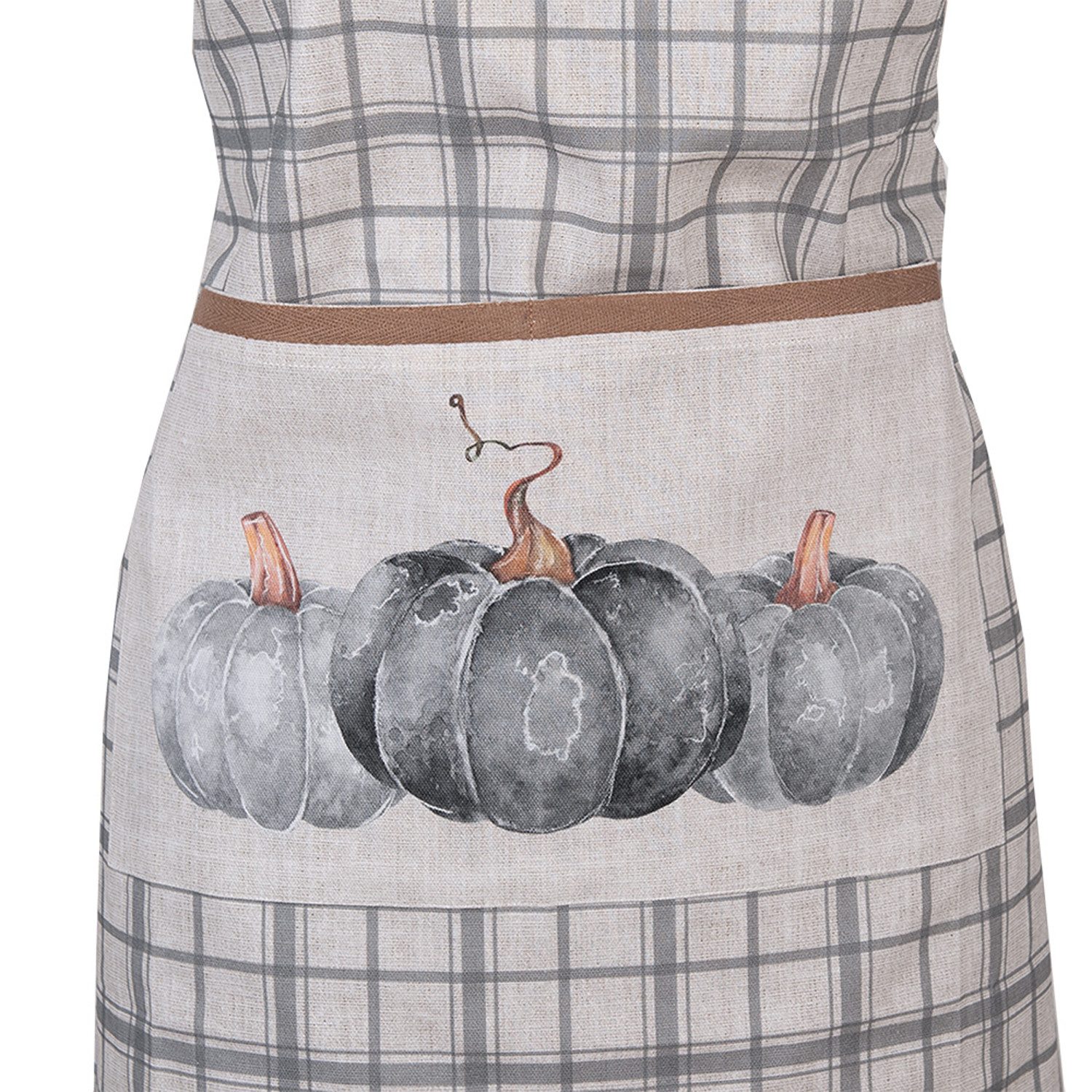 Clayre & Eef Kochschürze Country Style Pumpkin, (1-tlg., 1-teilig), Küchenschürze Nackenband aufgesetzte Tasche ca.70x85cm Baumwolle