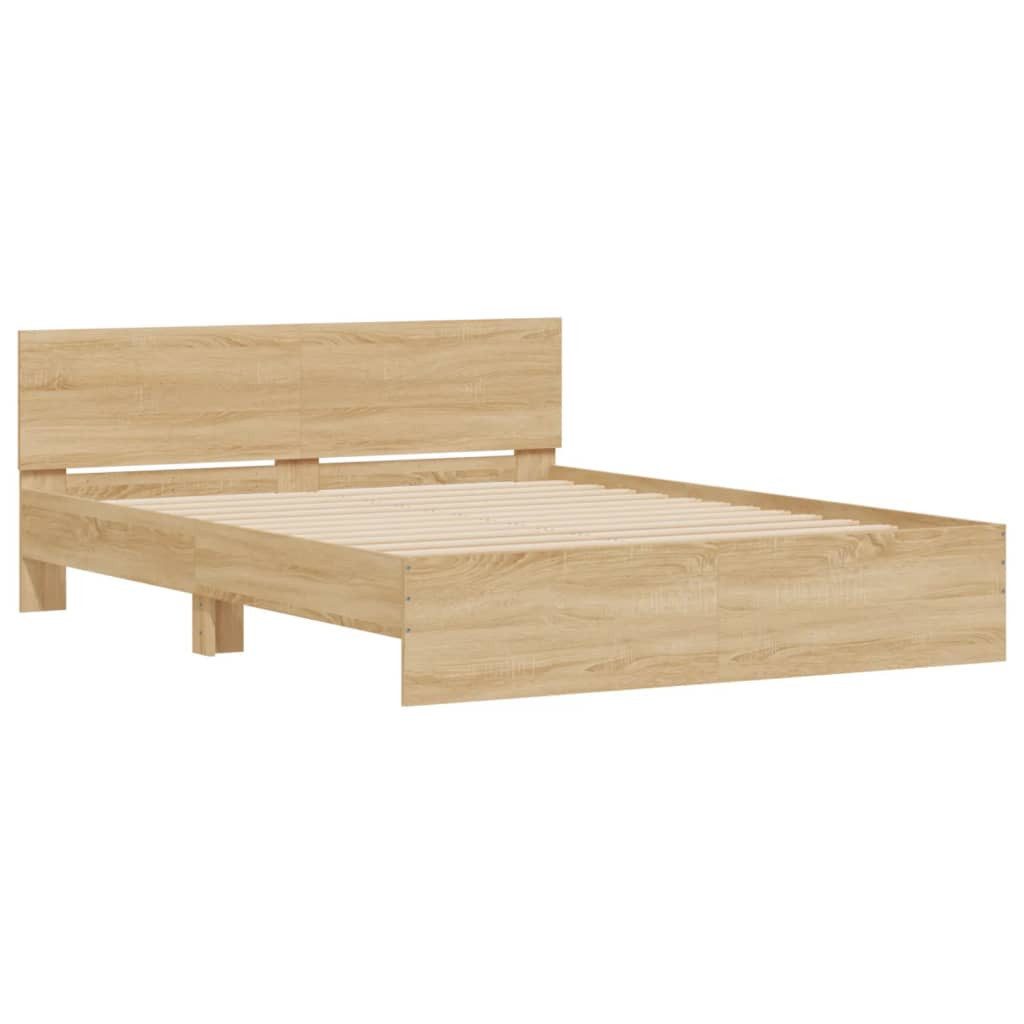 furnicato Bettgestell mit Kopfteil Sonoma-Eiche 140x200 günstig online kaufen