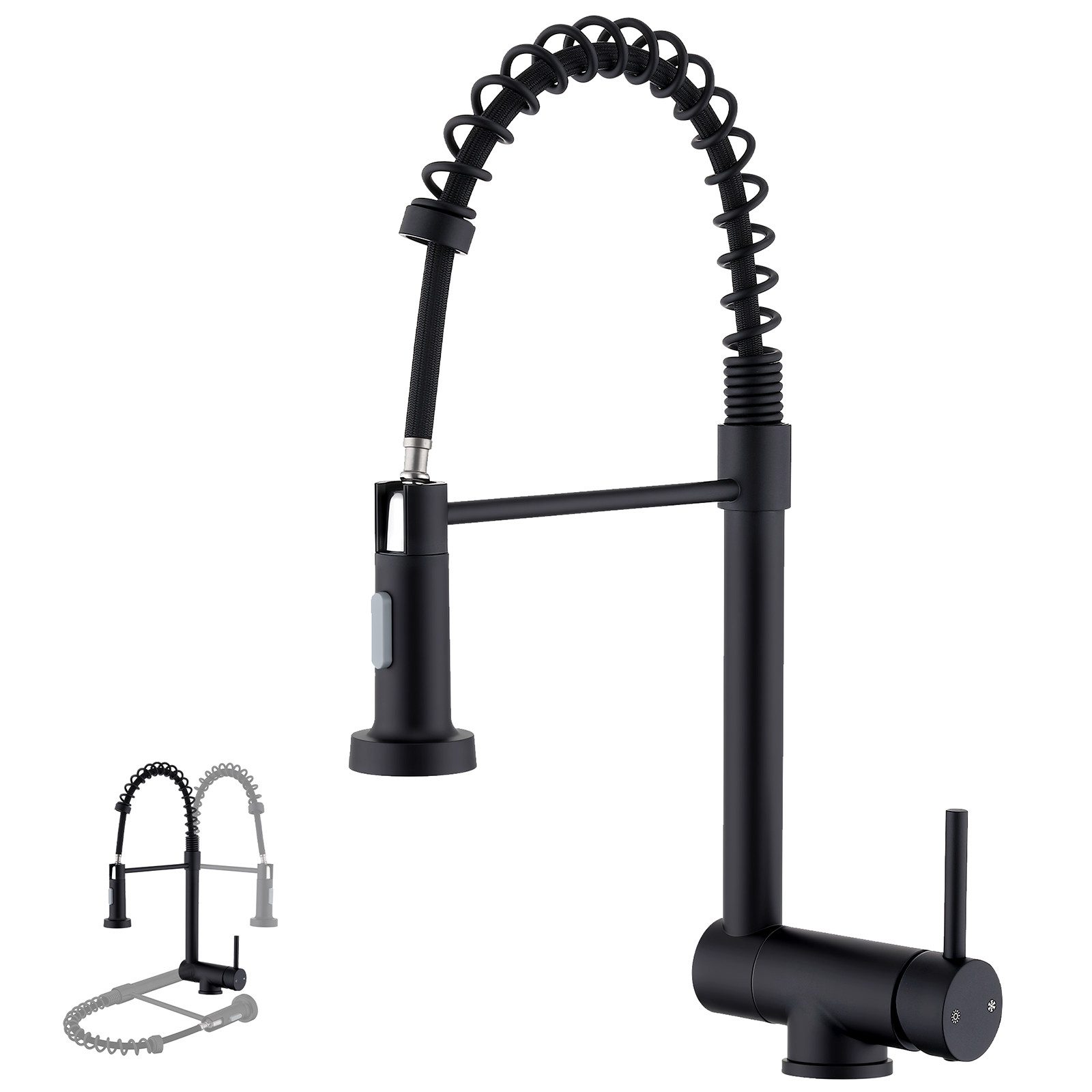 DESFAU Küchenarmatur Vorfenster Wasserhahn, 360° Drehbare, Unterfenster Klappbar 180° Spültischarmatur,zwei Strahlarten,Edelstahl 304,Schwarz