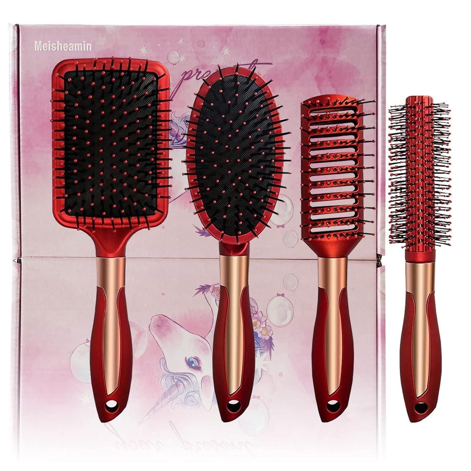 LuxusKollektion Haarbürsten-Set 4-teiliges Haarbürsten-Set: antistatische Massage, ovale entwirrende