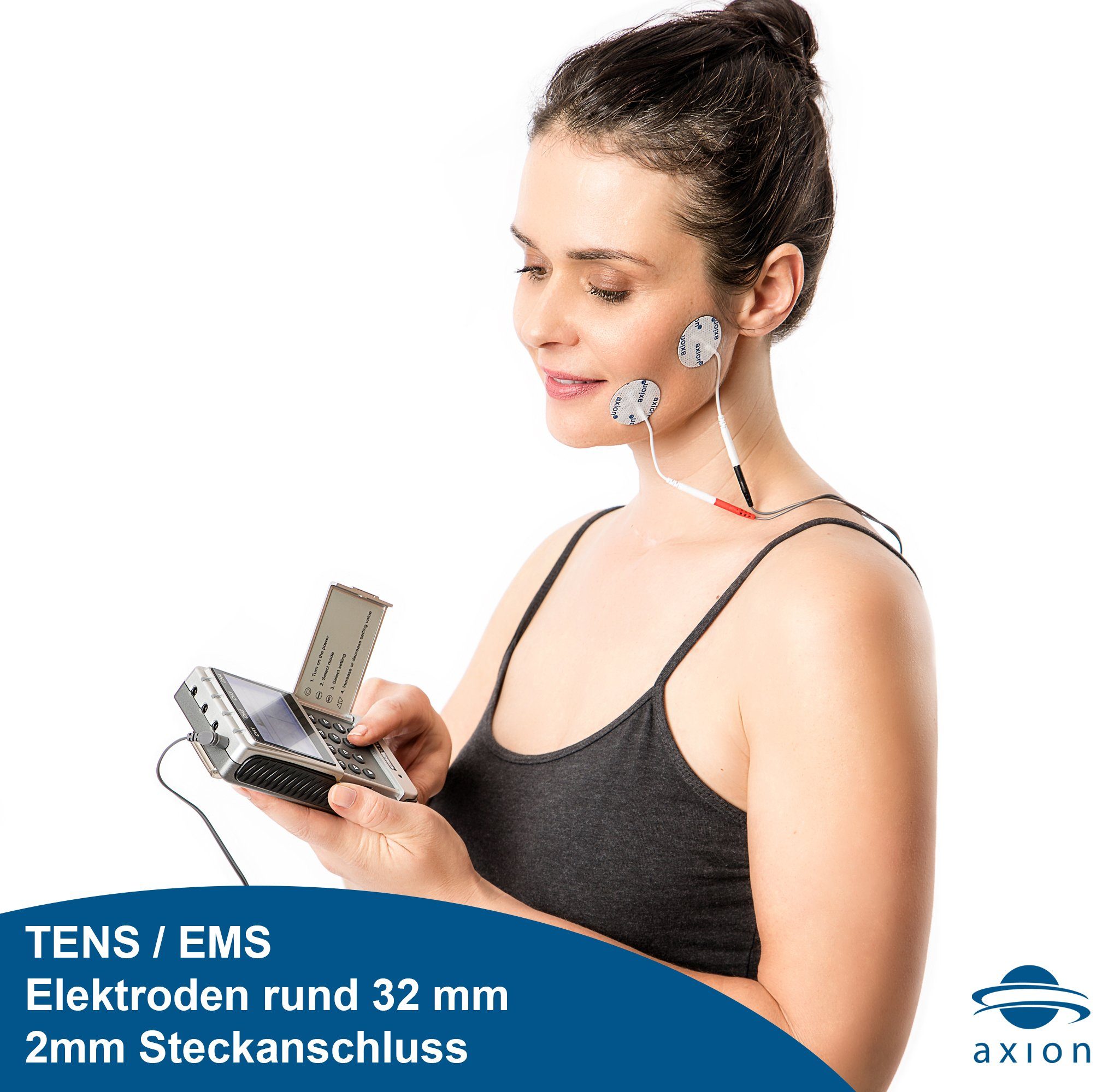 Axion Elektrodenpads passend zu Prorelax, Promed, axion - Ø 3.2cm für Gesicht und Hände, 16 St.,selbstklebende TENS EMS Elektroden für TENS EMS Geräte