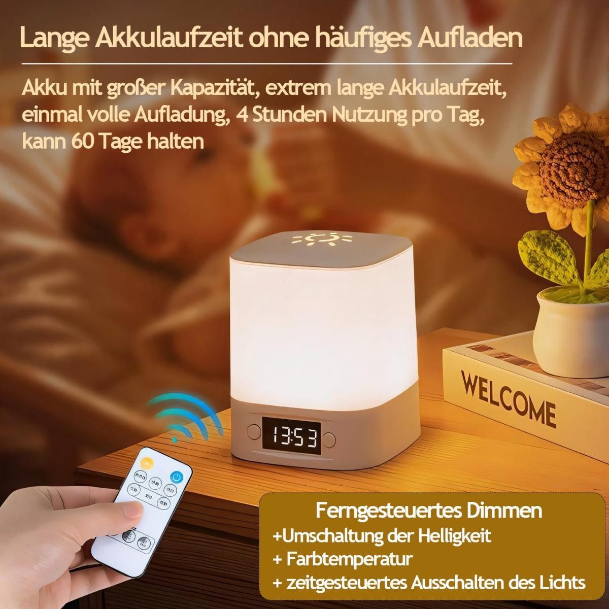 Luckice LED Nachttischlampe LED Nachtlicht,Touch-Lampe,Tisch-Nachttischlamp günstig online kaufen