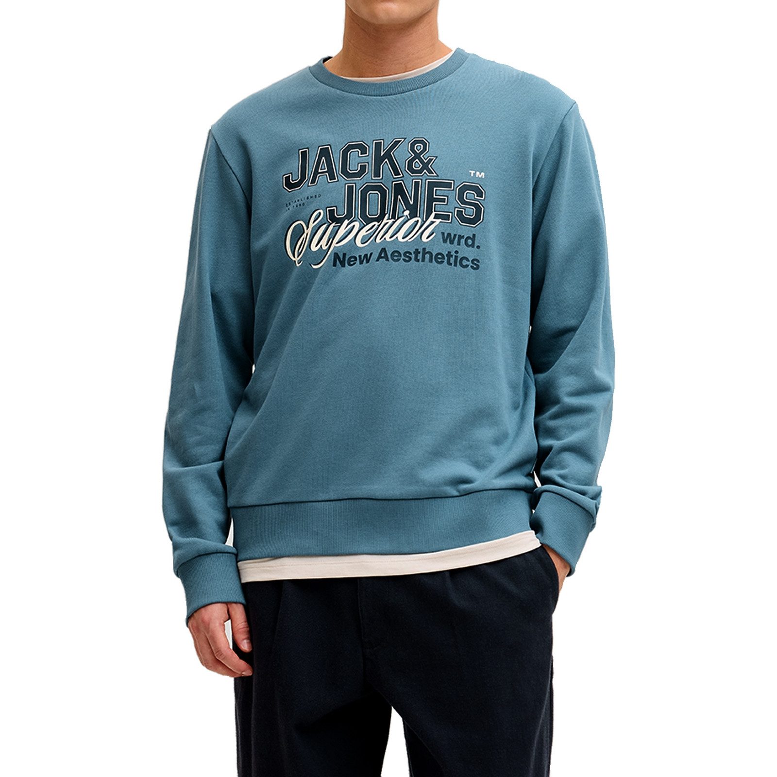 Jack & Jones Sweatshirt JJELOGO Sweat Crew Neck 2 Col mit geripptem Rundhal günstig online kaufen