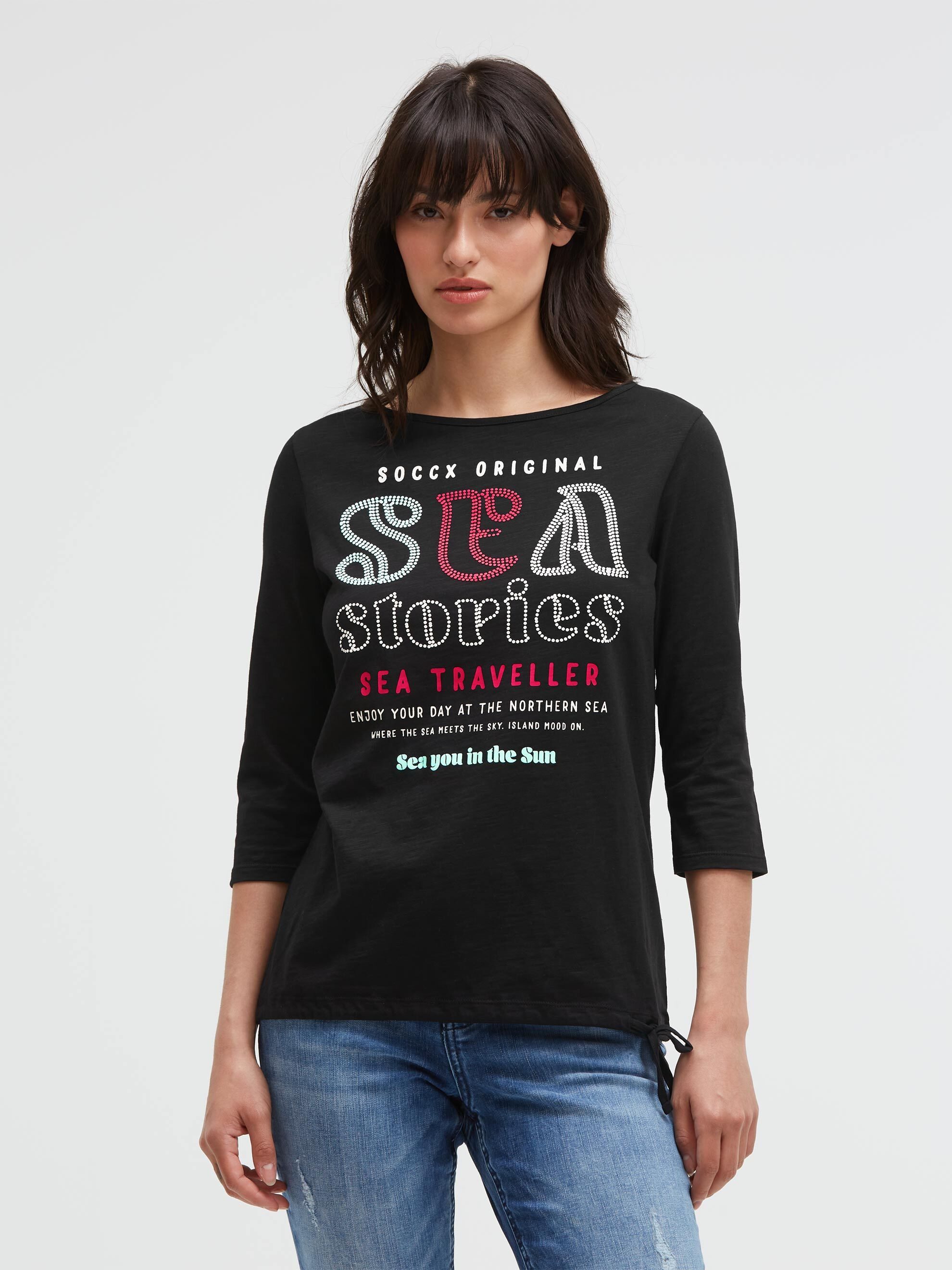 SOCCX 3/4-Arm-Shirt mit U-Boot-Ausschnitt