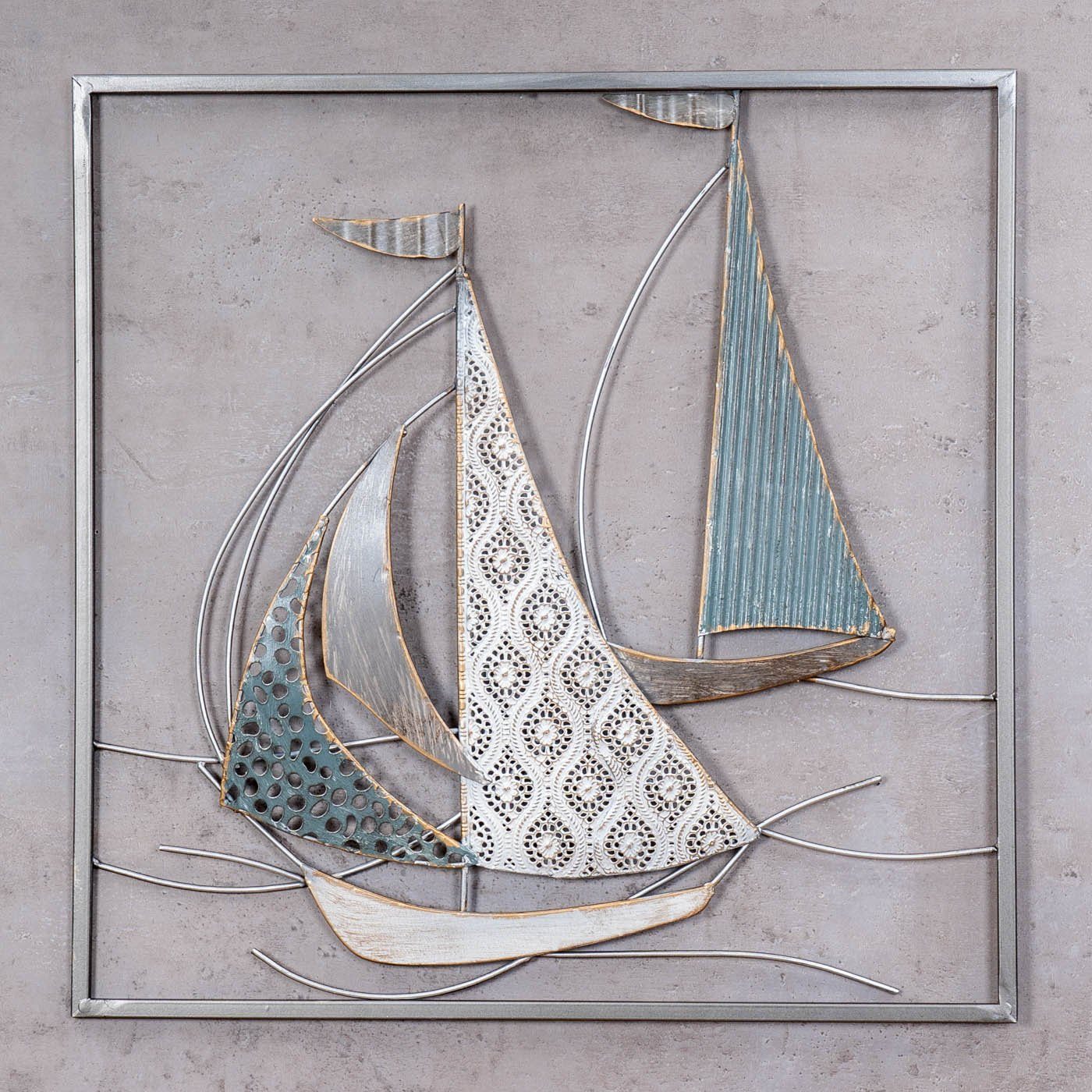 Levandeo® Wandbild, Metallbild 50x50cm Segelboot Wandbild günstig online kaufen