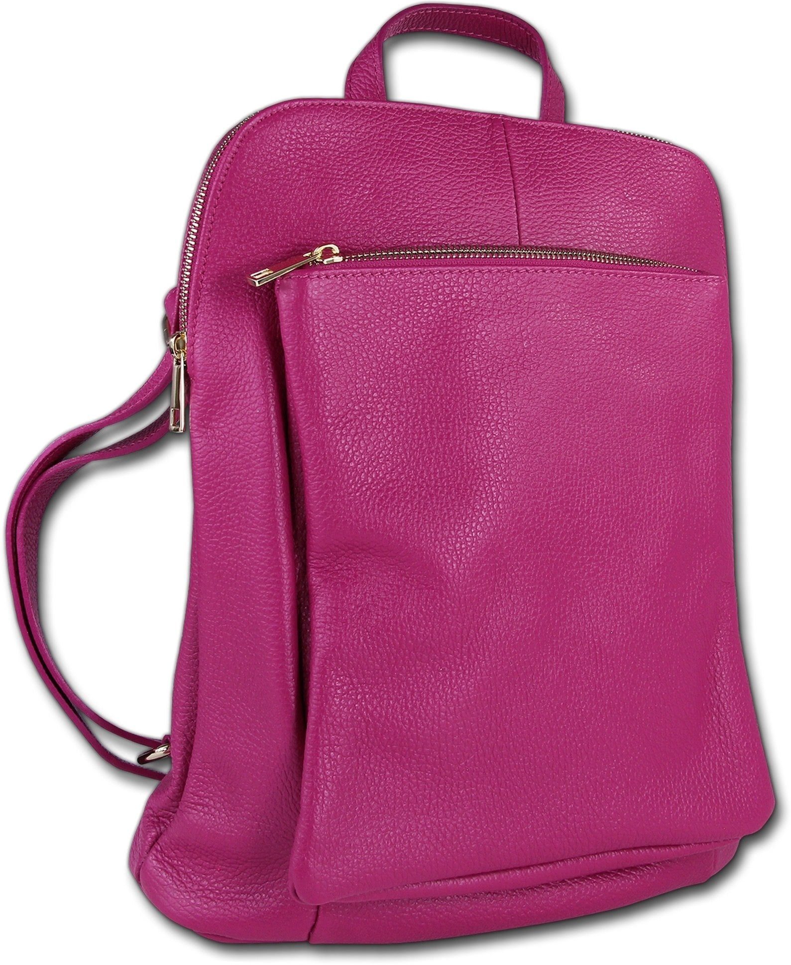 Toscanto Cityrucksack Toscanto Cityrucksack Freizeit (Cityrucksack, Cityrucksack), Damen Tasche Echtes Leder fuchsia, pink, Made-In Italy