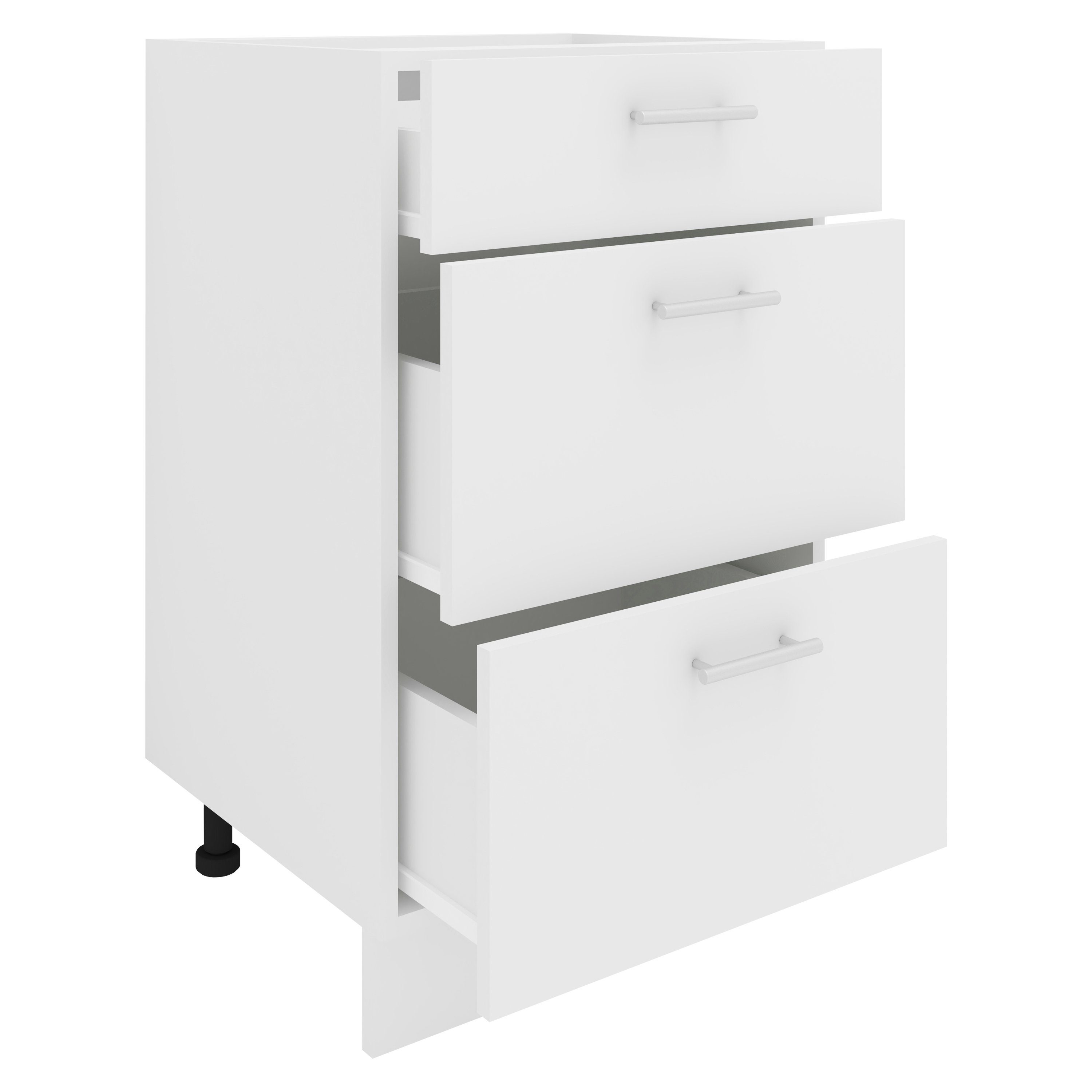 VCM Unterschrank Esilo mit 3 Schubladen B. 50 x T. 46 x H. 82 cm Stauraum für Töpfe und Vorräte, für Küche und Essbereich, 3 Schubladen