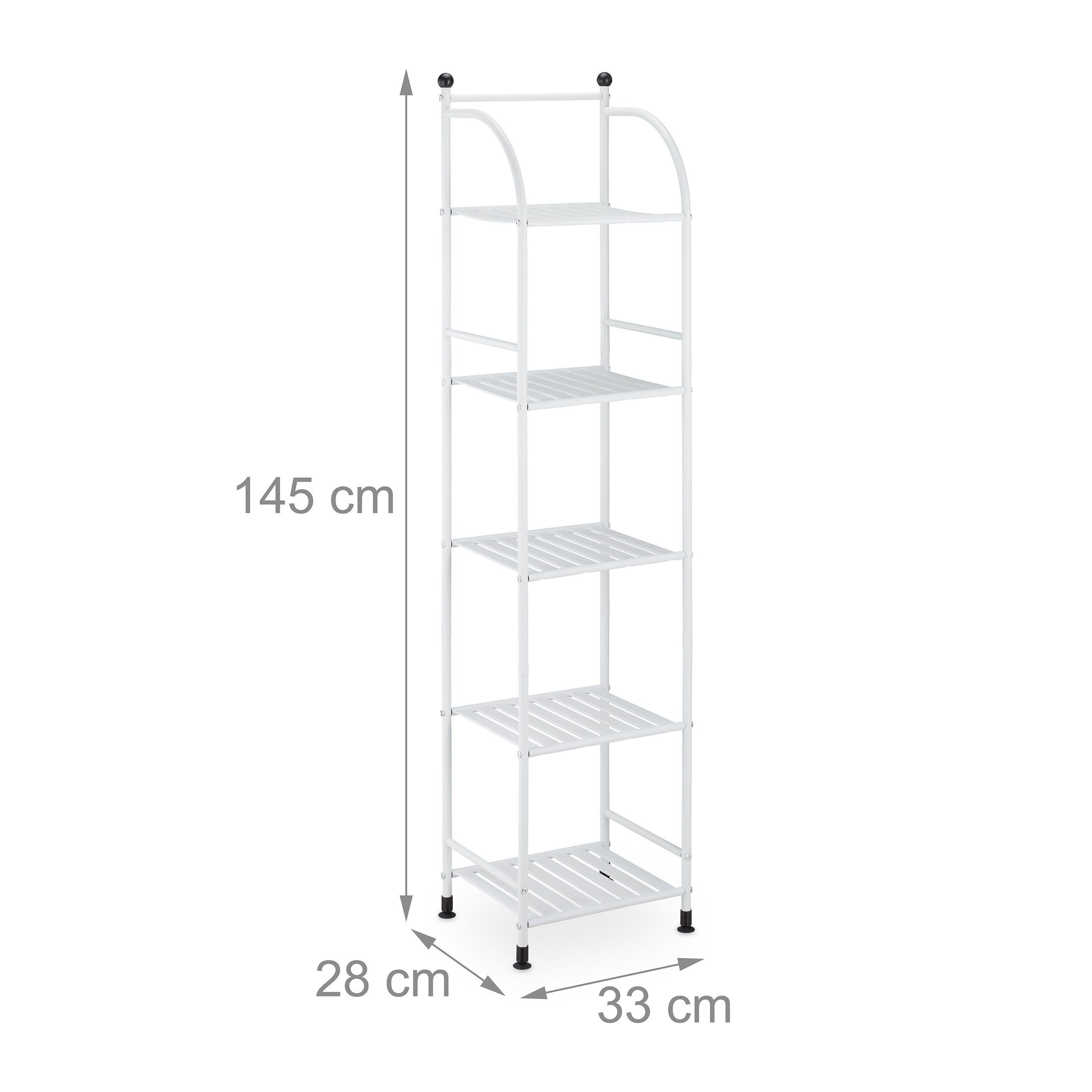 relaxdays Standregal Schmales Standregal mit 5 Ablagen, 1-tlg., weiß – Bild 4 von 5