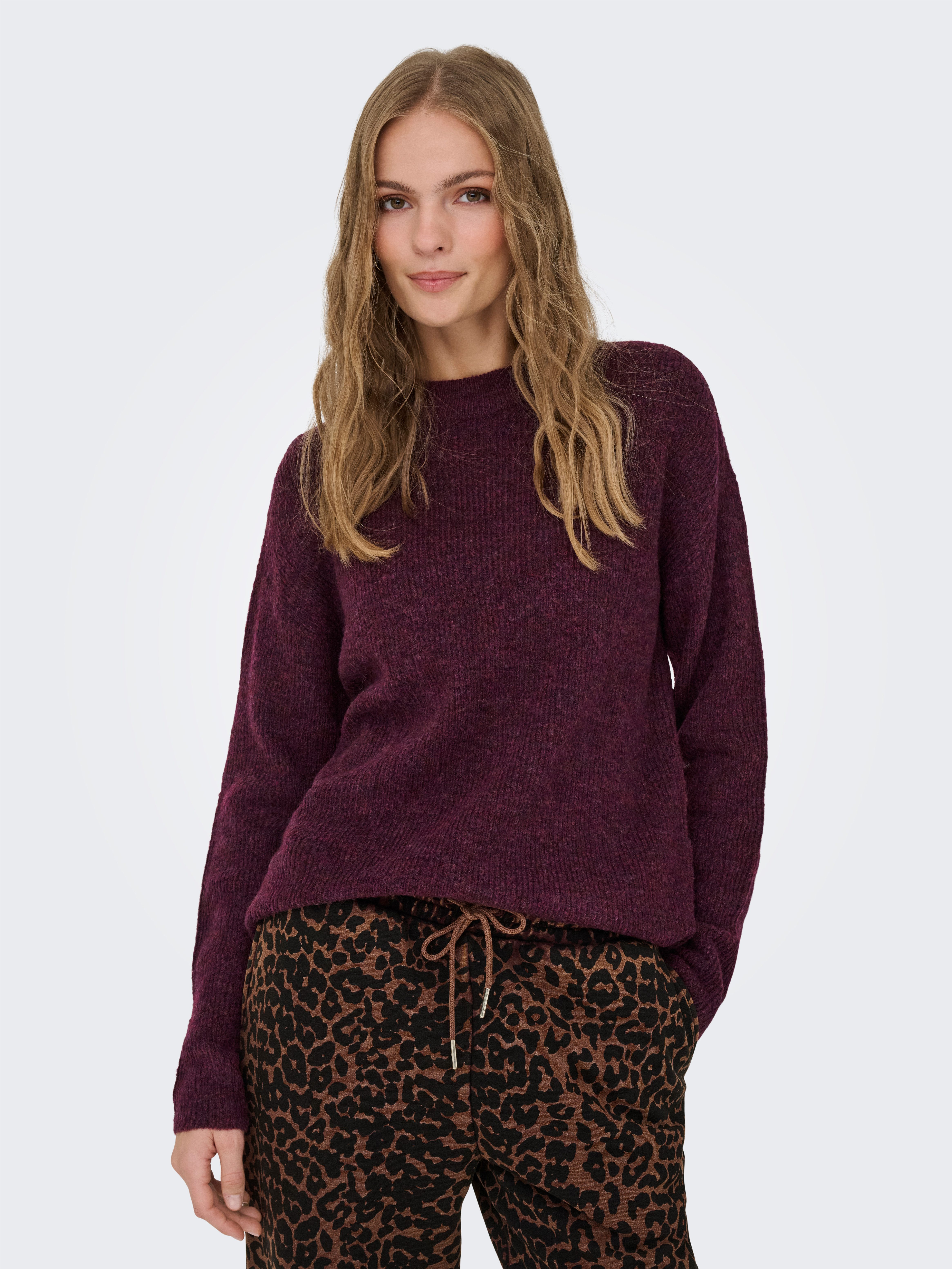 ONLY Strickpullover ONLCAMILLA O-NECK L/S PULLOVER KNT Materialmix, regular fit