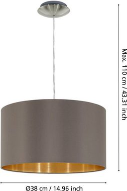 EGLO Pendelleuchte MASERLO, ohne Leuchtmittel, Textil Hängeleuchte, cappuccino-gold, Lampenschirm, E27, Ø 38 cm