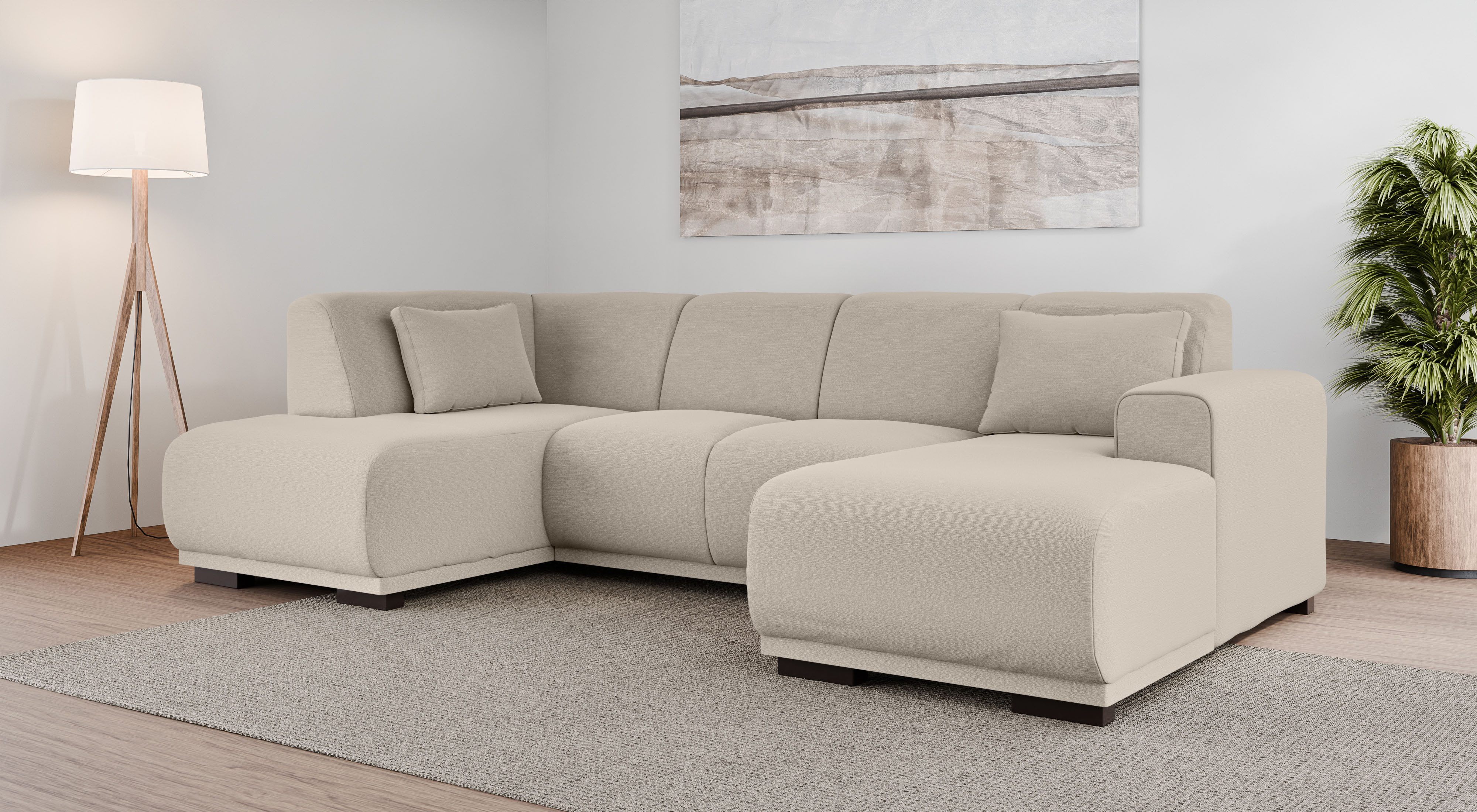 Home affaire Wohnlandschaft BORNHOLM U-Form mit Recamiere rechts/links, B/T/H: 300/162/85 cm, U-Form mit Wellenunterfederung, Recamiere rechts oder links bestellbar