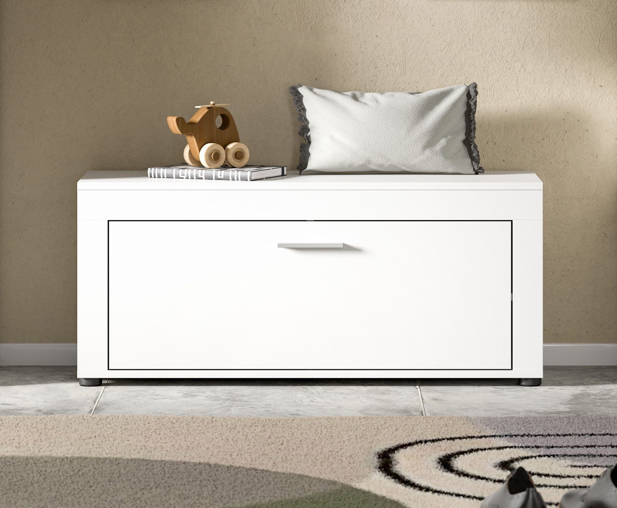 OTTO home Sitzbank AOSTA, Breite 100cm, 1 Klappe, 2 Fächer, viel Stauraum (1-St., in verschiedenen Farbausführungen erhältlich, individuell kombinierbar), Garderobenbank, Flurbank, Bank, Dielenbank, Schuhbank, Garderobe