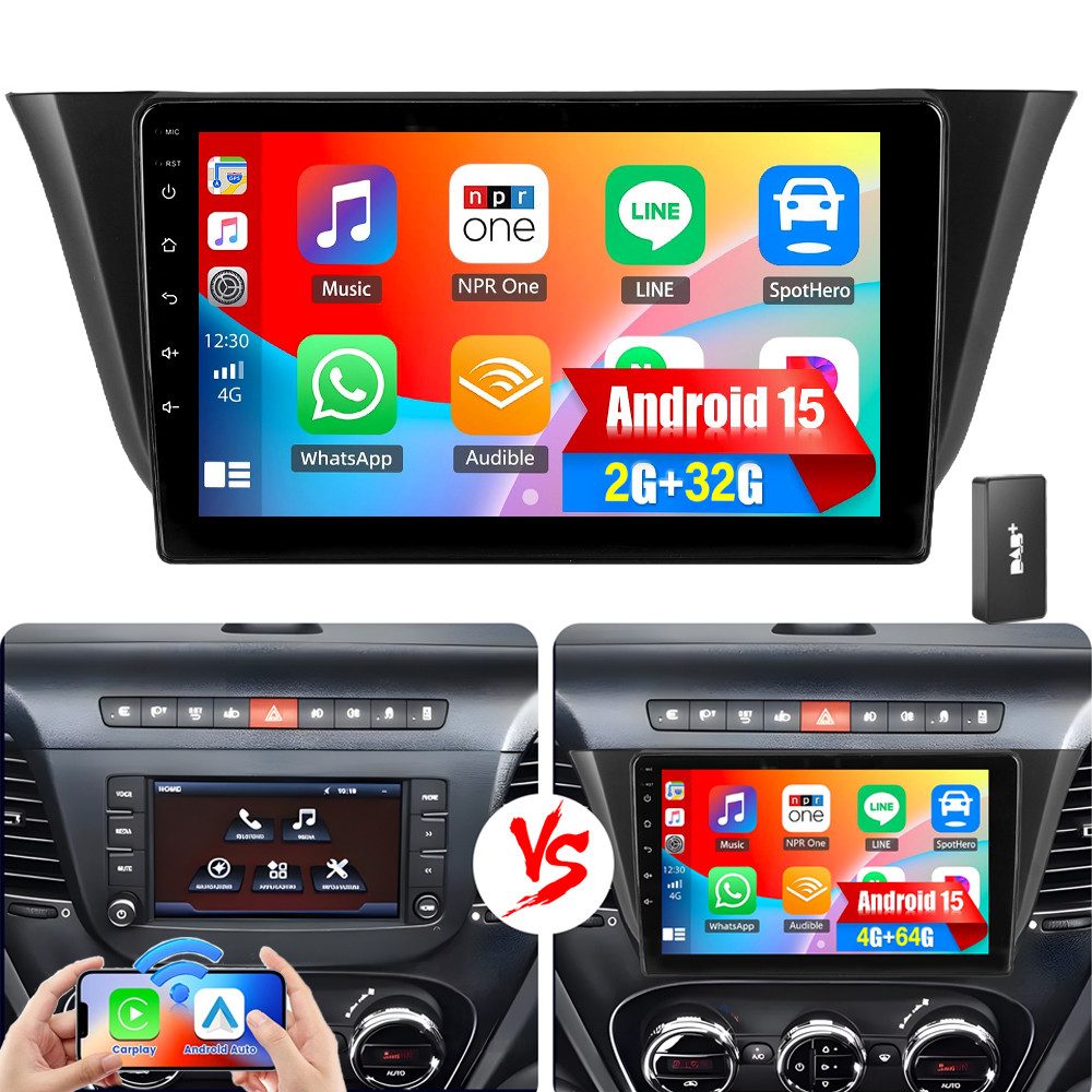 ESSGOO DAB+ Für Iveco Daily 2014-21 Autoradio Android15 CarPlay GPS Navi WIFI Autoradio (RDS, 4+64GB(optional), FM, AM, DAB+ (optional), Carplay Android Auto Bluetooth EQ USB GPS Navi WIFI Touchscreen)