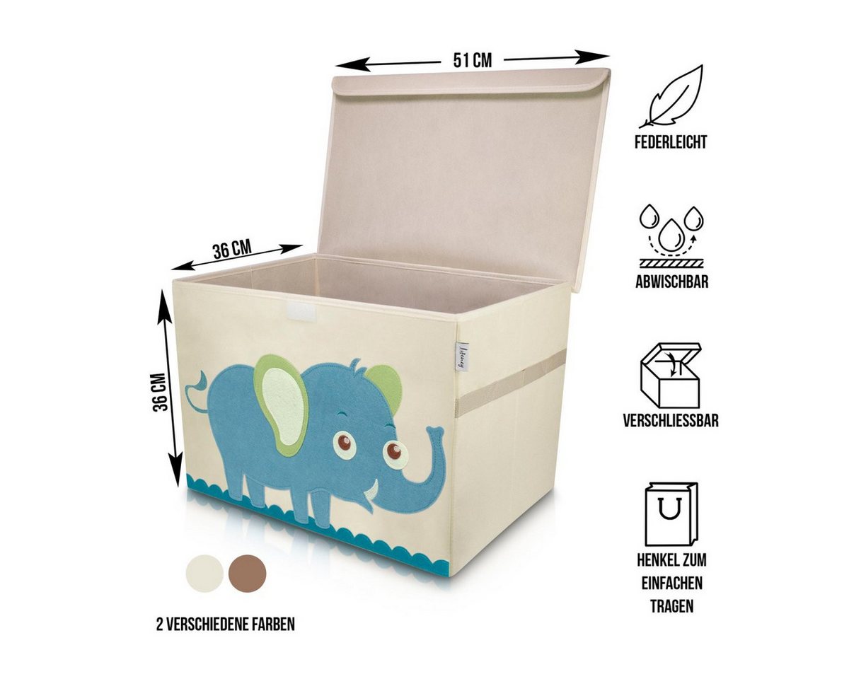 Thumbnail - Lifeney Faltbox Aufbewahrungsbox mit Deckel Elefant, groß