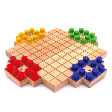 ROMBOL Denkspiele Spiel, Brettspiel Quattele - Kampf der Elemente, Taktikspiel für 2 oder 4 Spieler, Holzspiel