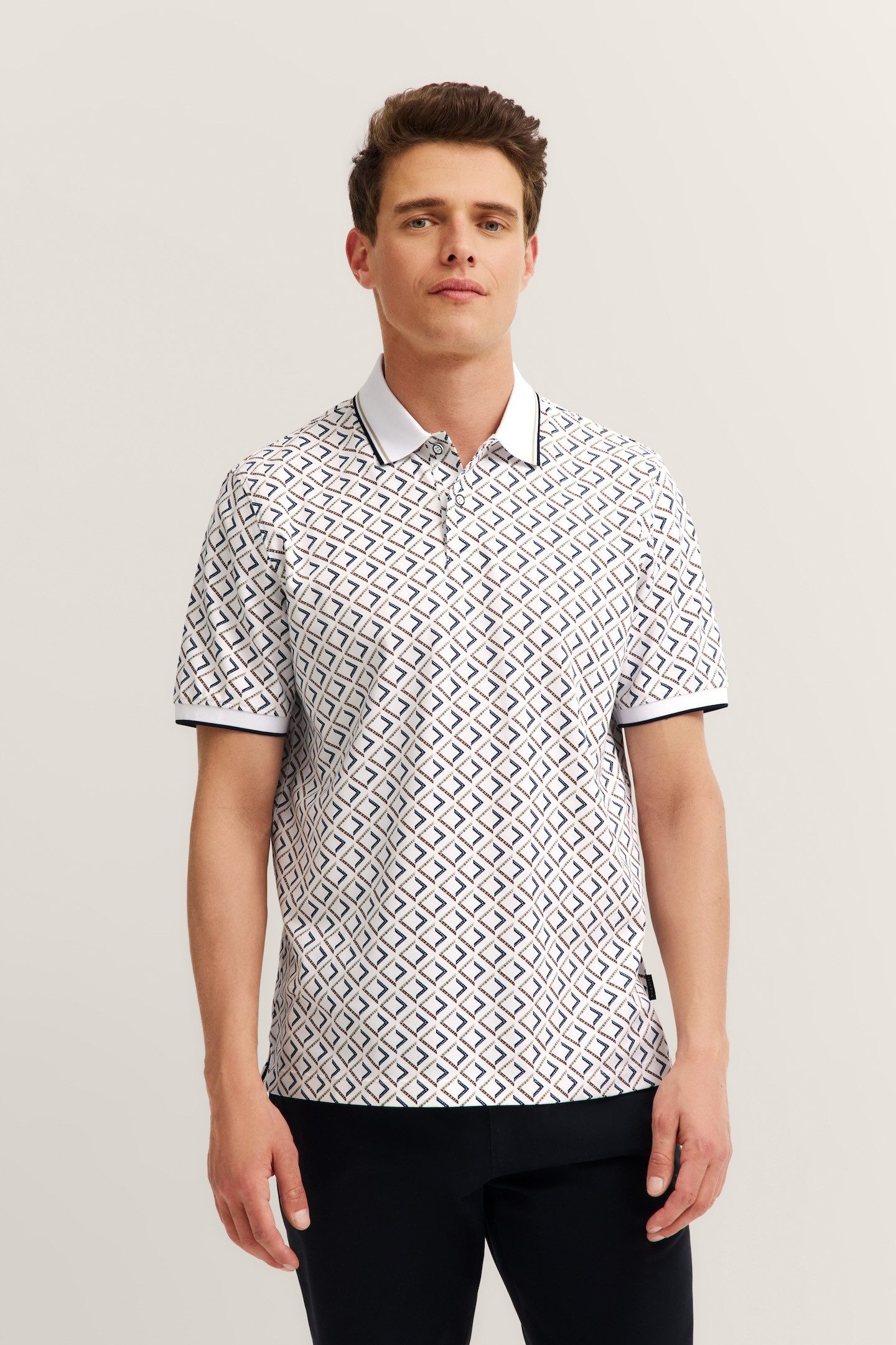 bugatti Poloshirt Modern Fit mit Rauten-Muster
