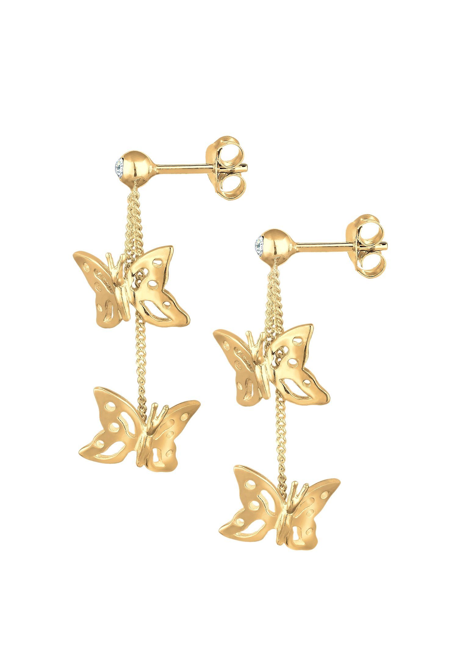 Silber Schmetterling Elli Natur Gold Paar 925, Ohrhänger Schmetterling Kristalle