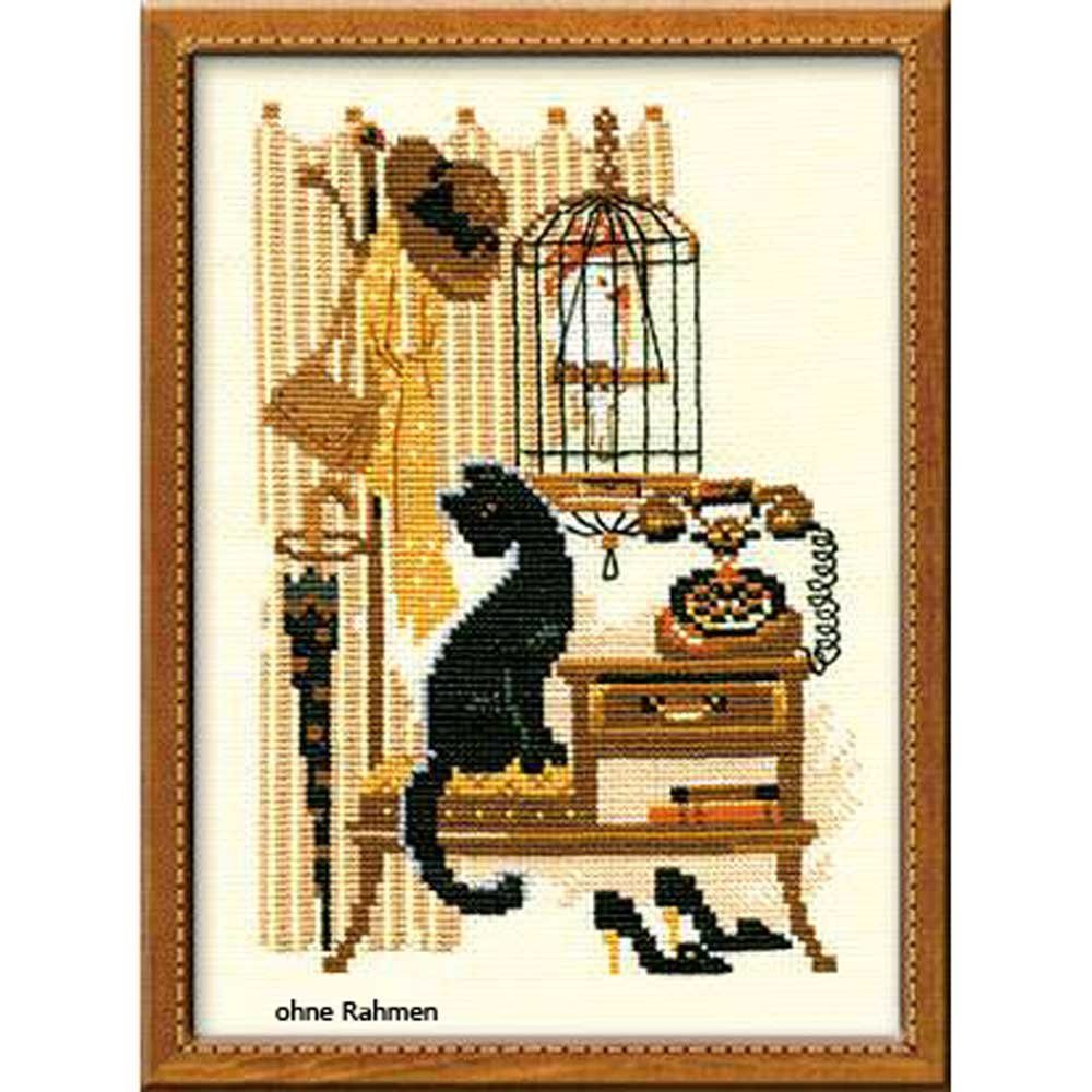 Riolis Kreativset Riolis Kreuzstich-Set "Katze mit Telefon", Zählmuster, (embroidery kit by Marussia)